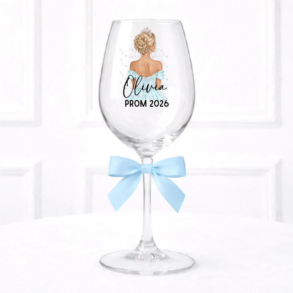 UVDTF  - Sky Blue Prom Wine Glass Decal