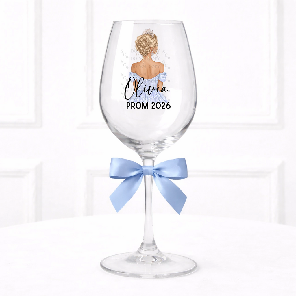 UVDTF  - Dusky Blue Prom Wine Glass Decal