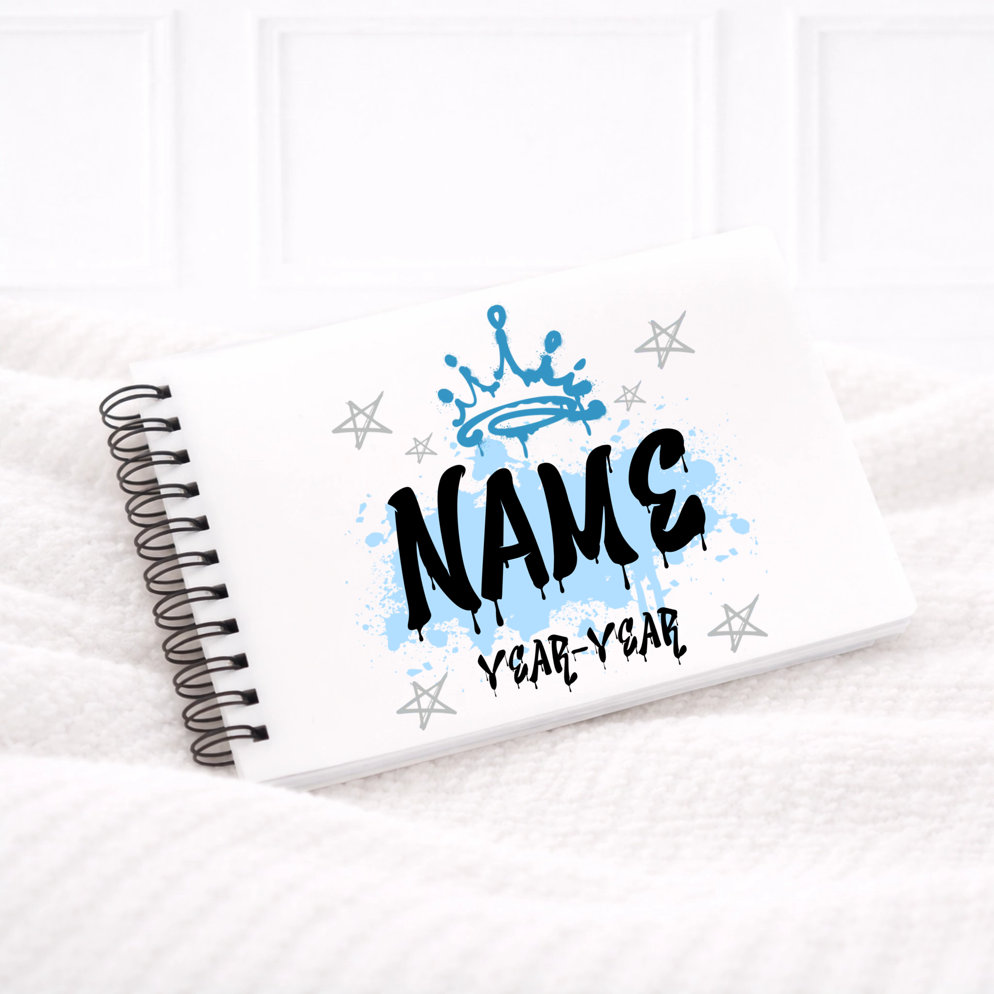 UVDTF -  Blue Graffiti Crown Notebook Decal