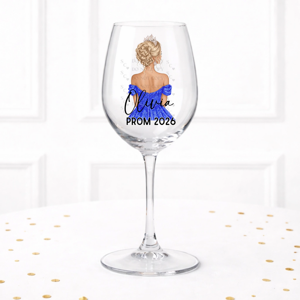 UVDTF  - Royal Blue Prom Wine Glass Decal