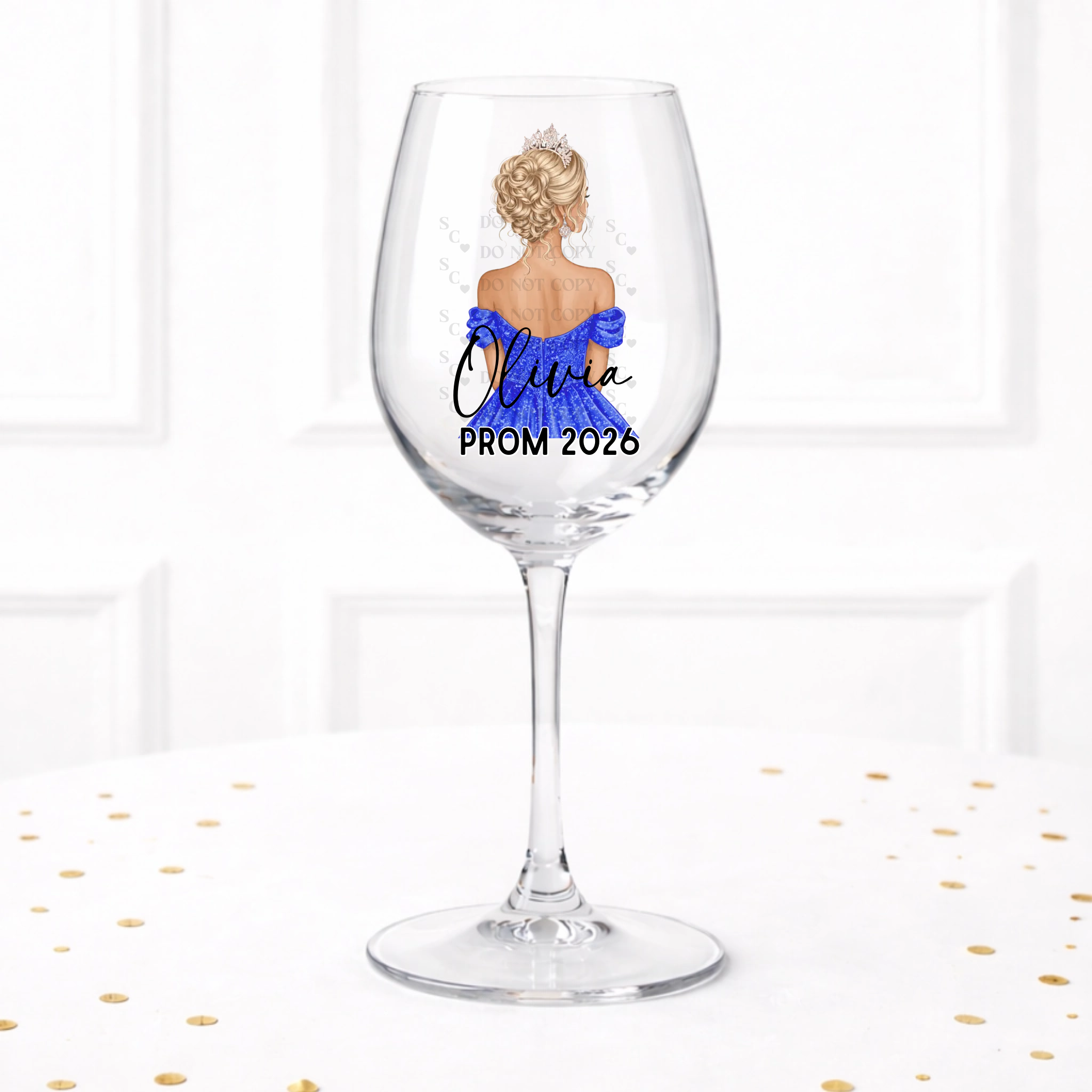 UVDTF  - Royal Blue Prom Wine Glass Decal
