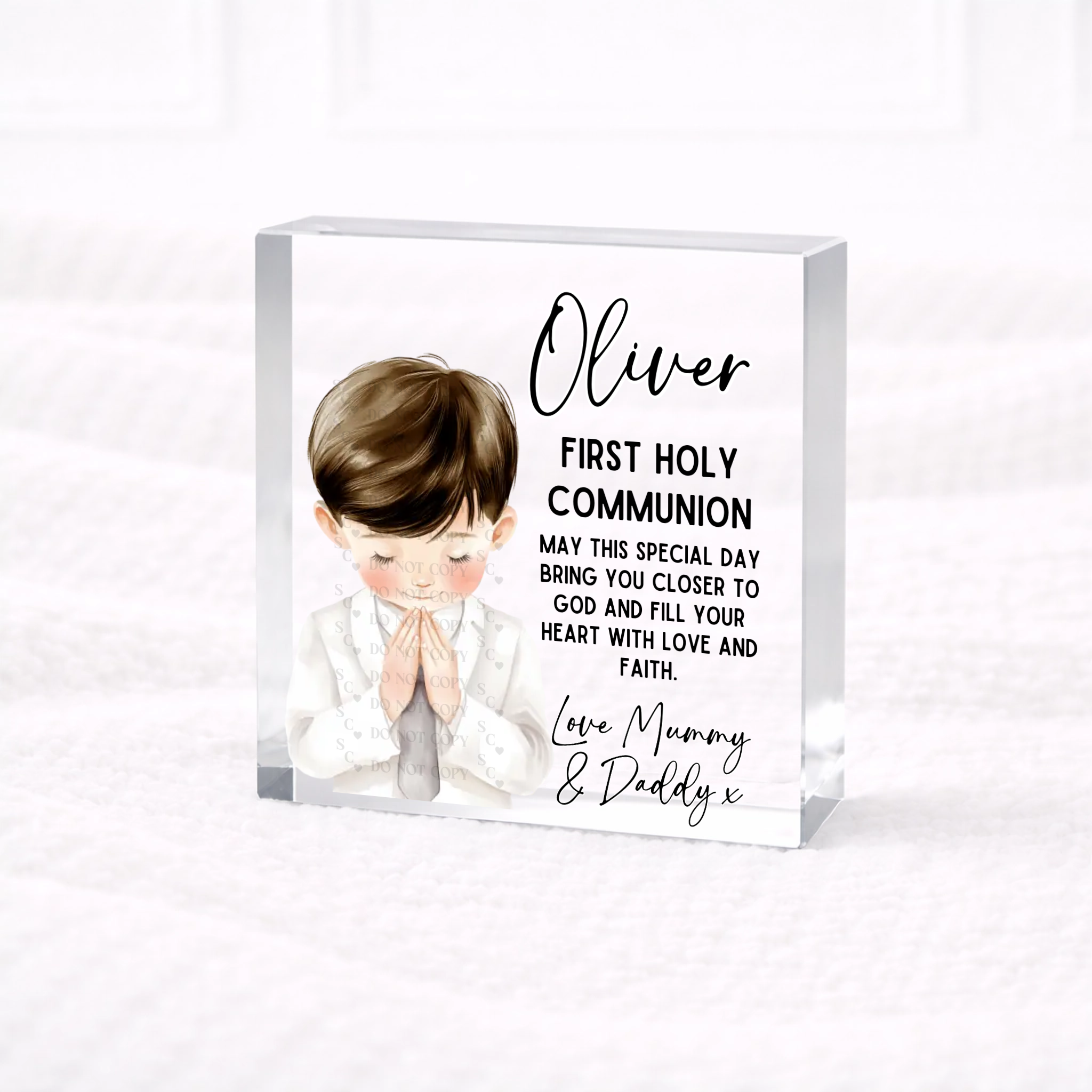 UVDTF -  Boy Holy Communion Acrylic Block Decal