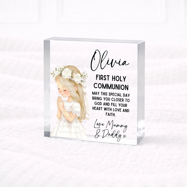 UVDTF -  Girl Holy Communion Acrylic Block Decal