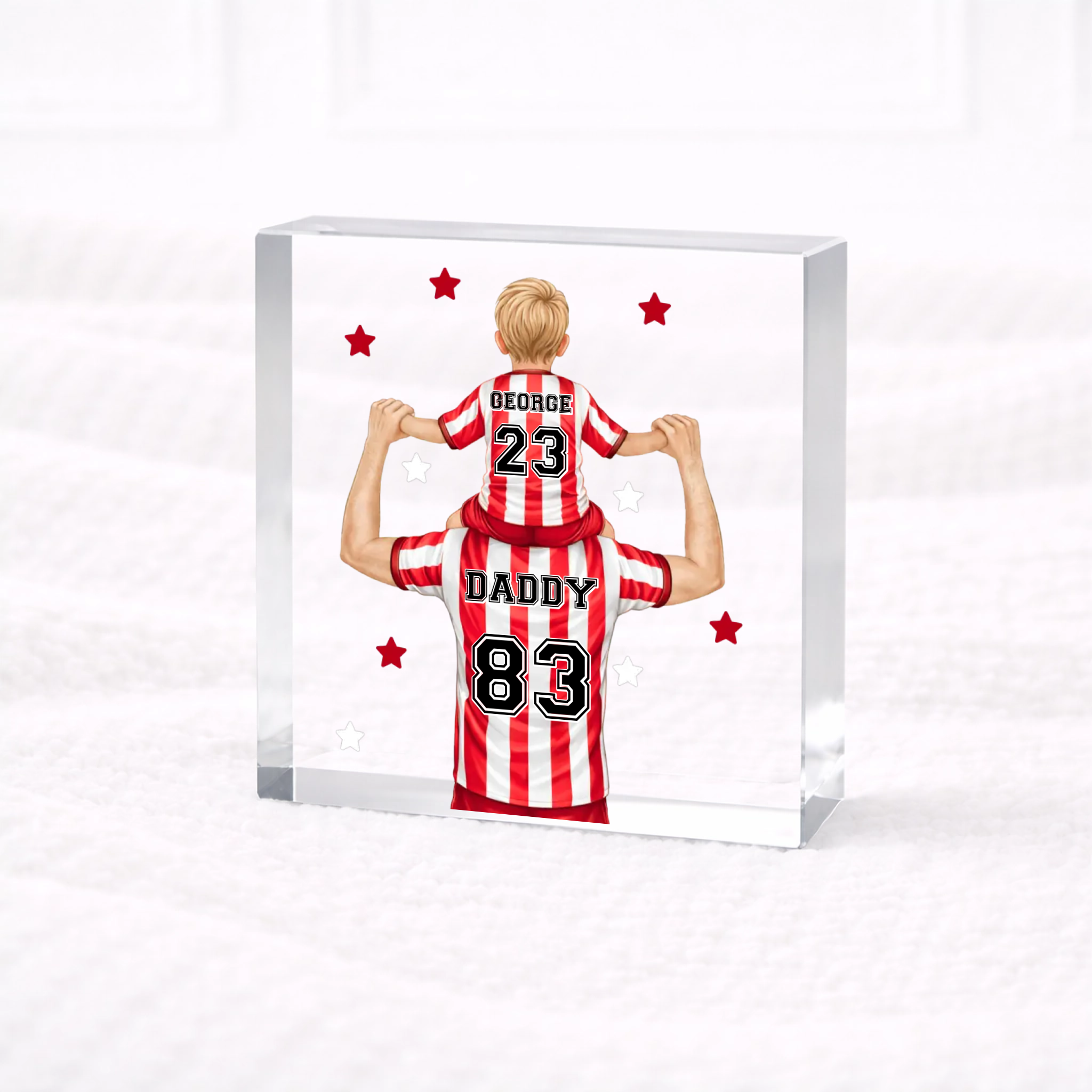 UVDTF  - Man and Boy Football Acrylic Block Decal