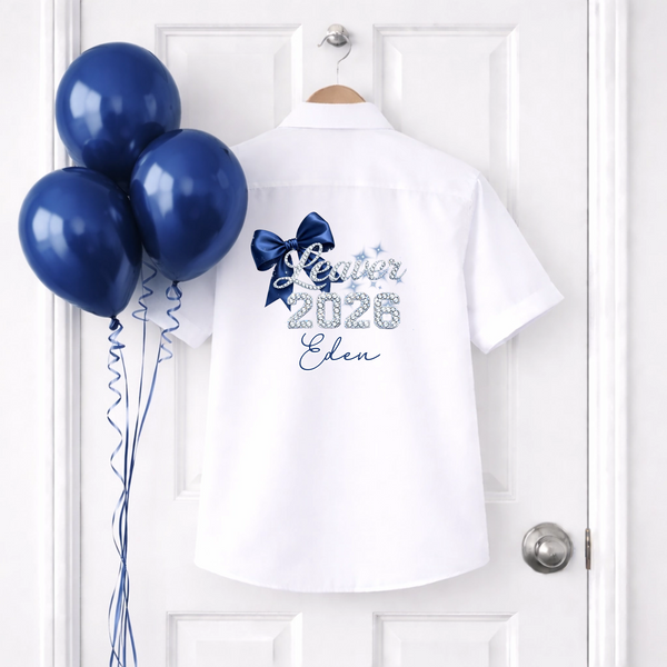 DTF School Shirt Leaver Decal -  Navy Bow