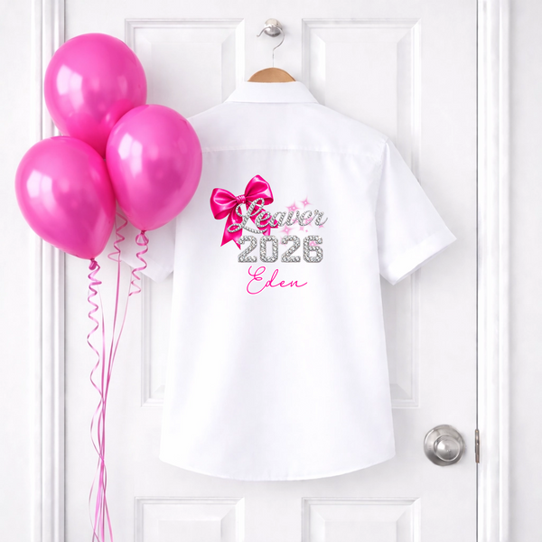 DTF School Shirt Leaver Decal -  Hot Pink Bow