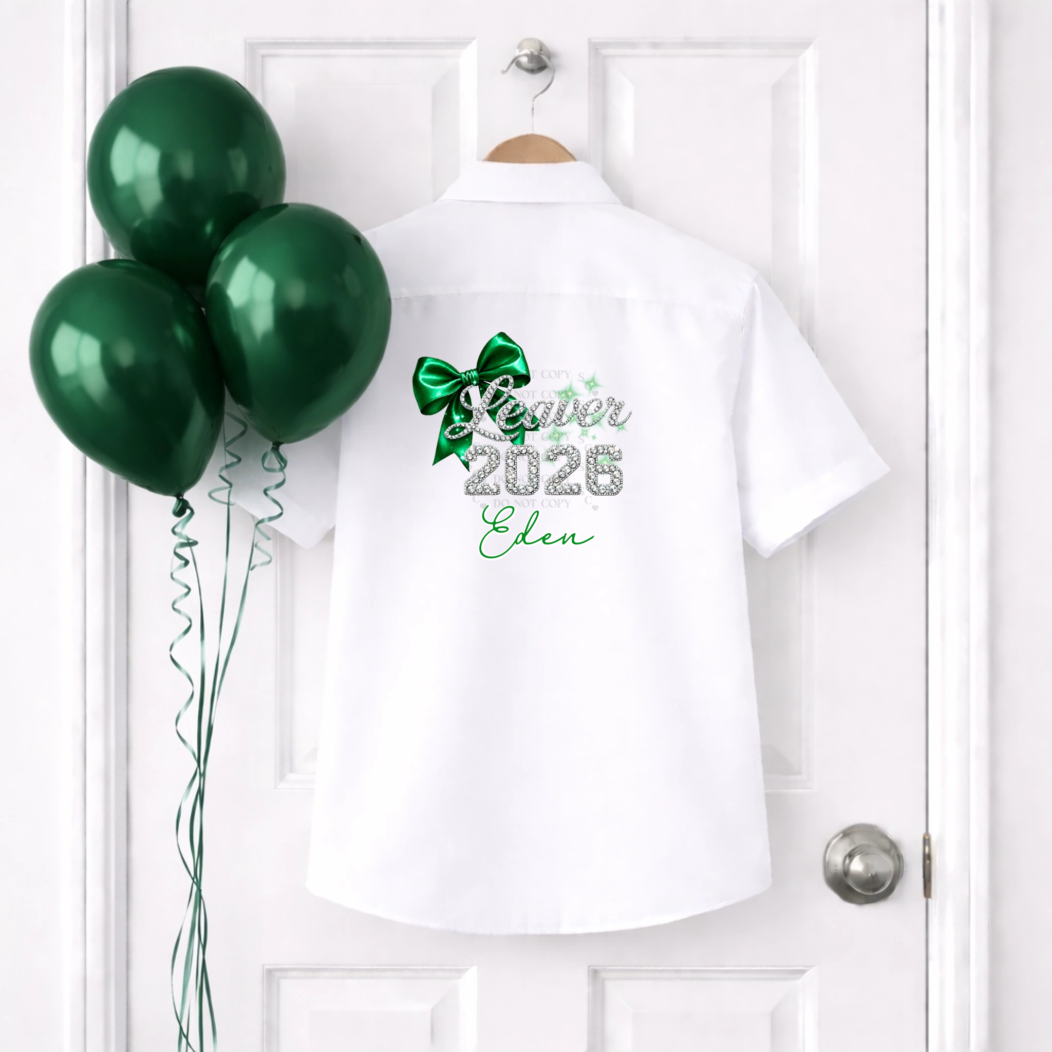 DTF School Shirt Leaver Decal -  Emerald Bow