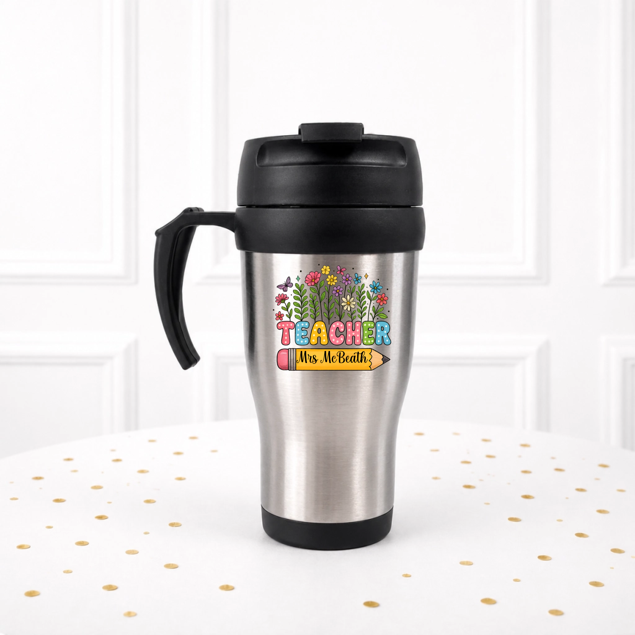 UVDTF -  Personalised Flowers & Butterflies Coffee Cup Decal