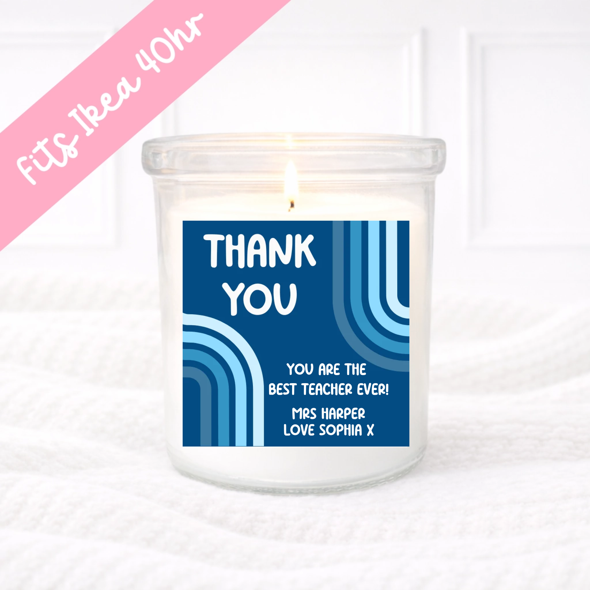 Blue Rainbow - Teachers Candle Label