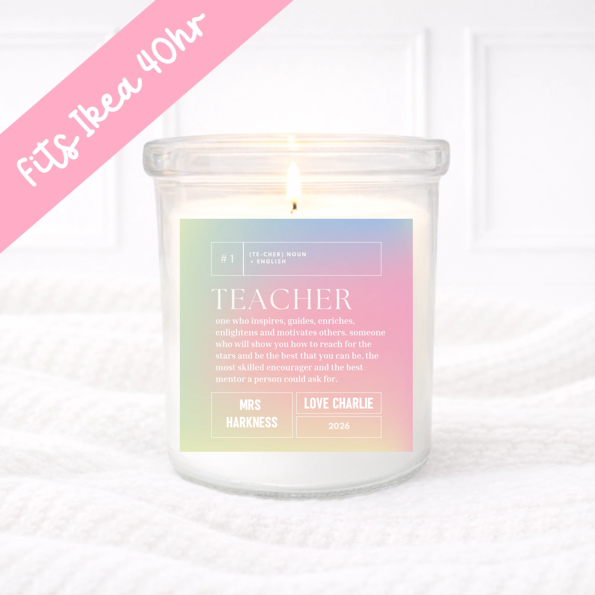 Teacher Noun Ombre - Teachers Candle Label
