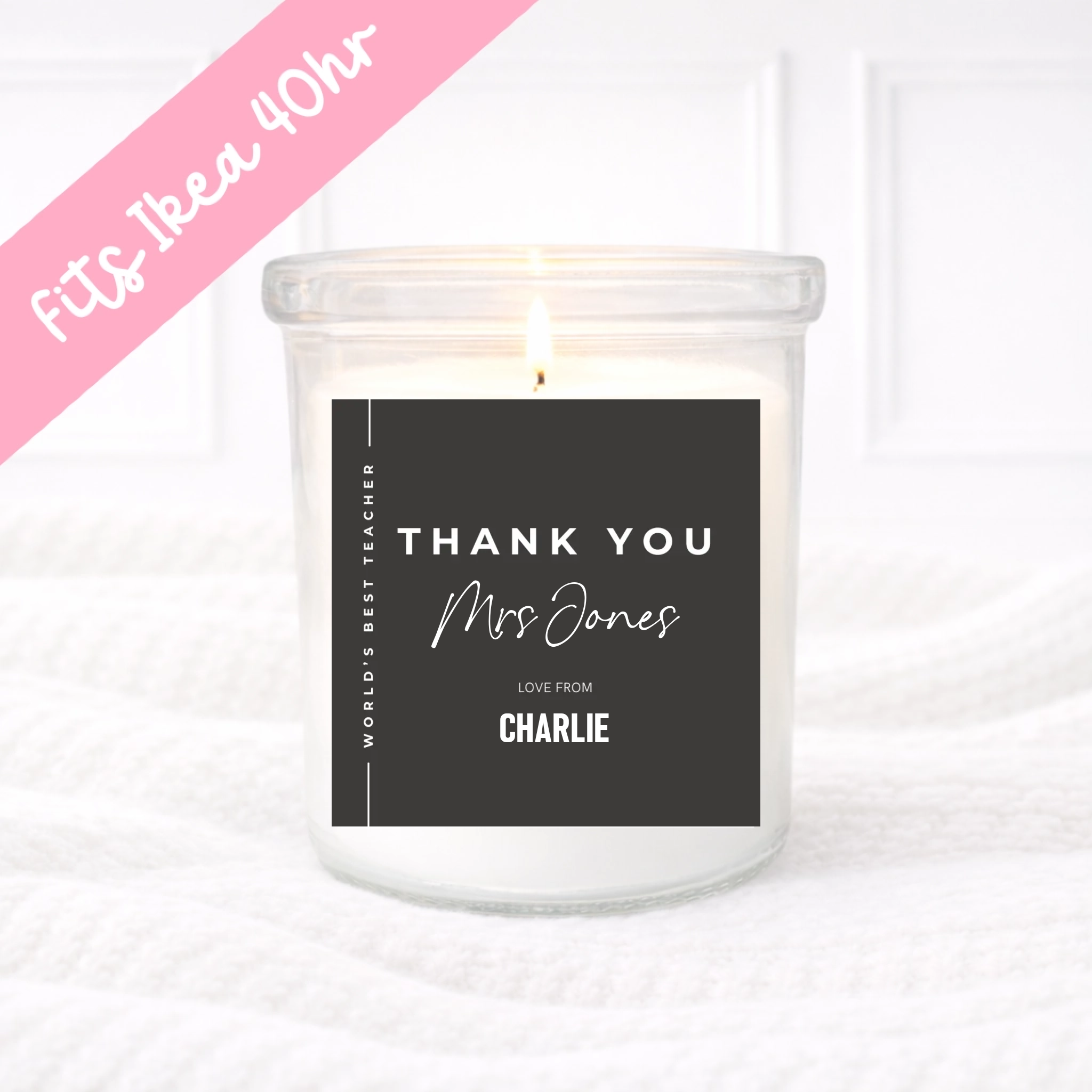 Simple Thank You - Teachers Candle Label