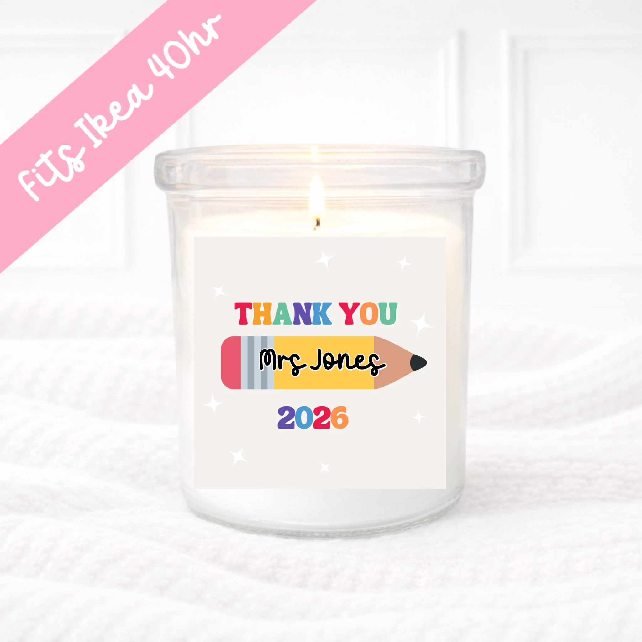 Bright Crayon Thankyou - Teachers Candle Label