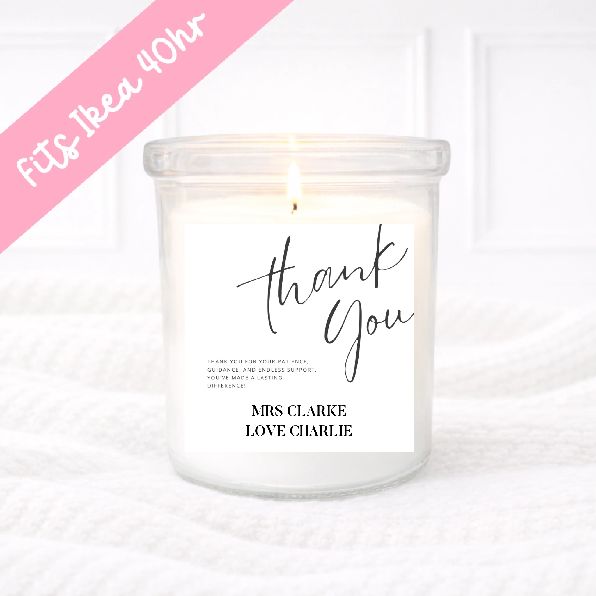 Classic Black and White - Teachers Candle Label