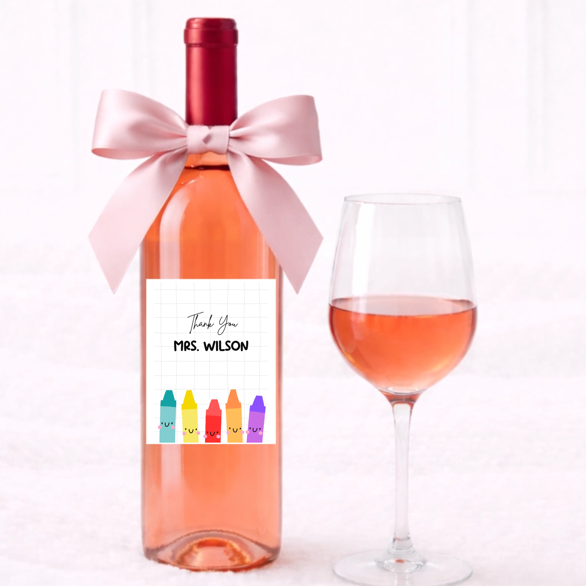 Teacher Wine Label - Smiling Crayons