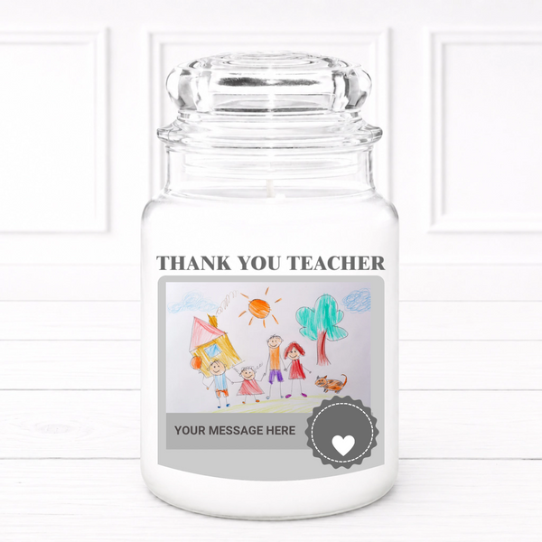 Teacher Large Candle Label - Childs Drawing