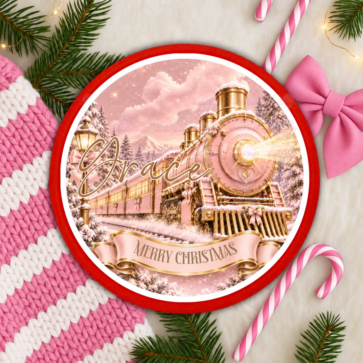 Chocolate Tub Decal - Pink Train