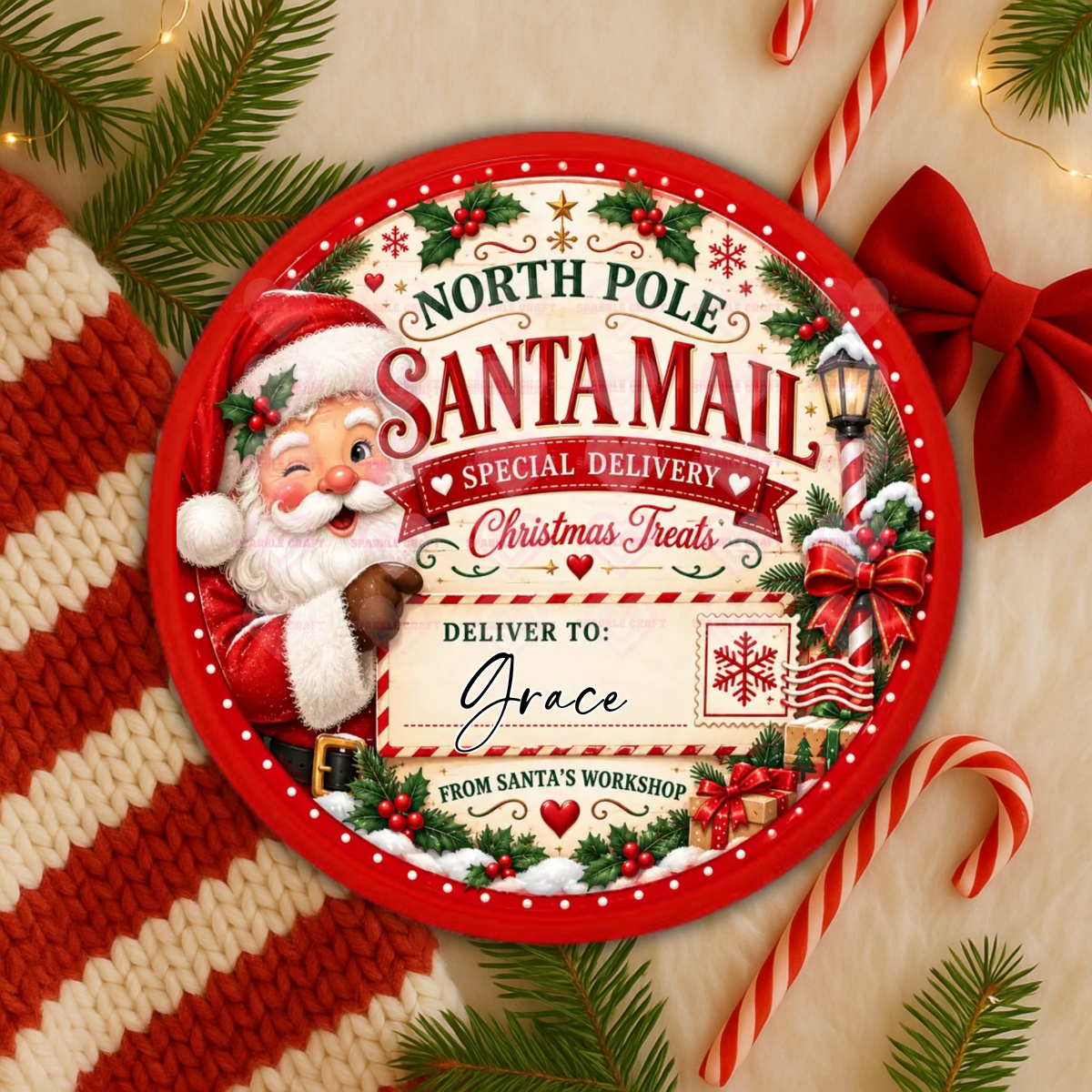 Chocolate Tub Decal - Santa Mail
