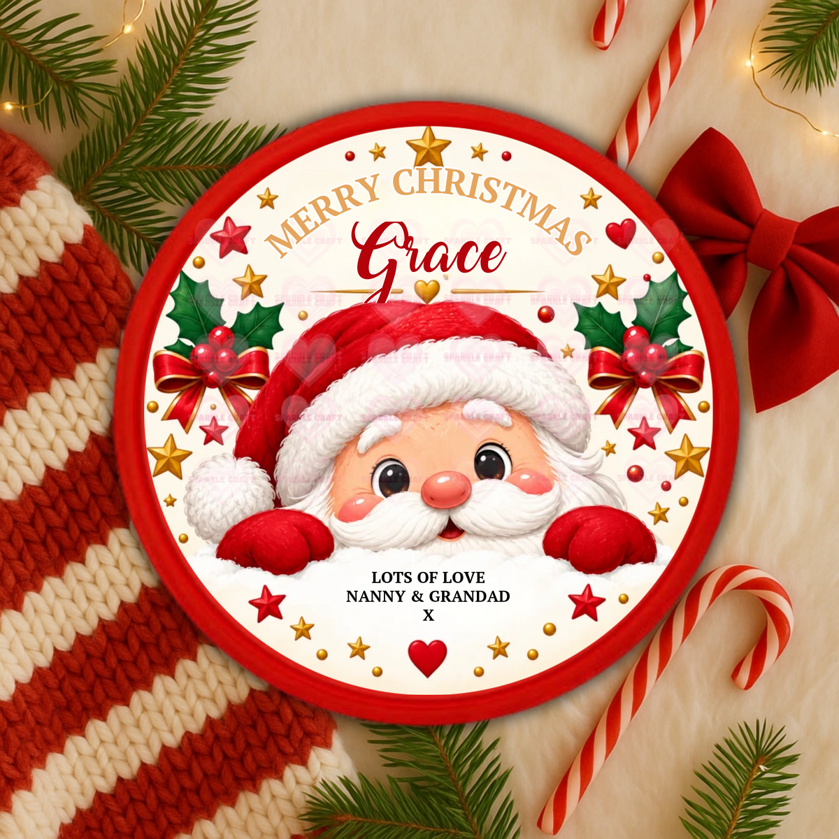 Chocolate Tub Decal - Santa Peeking