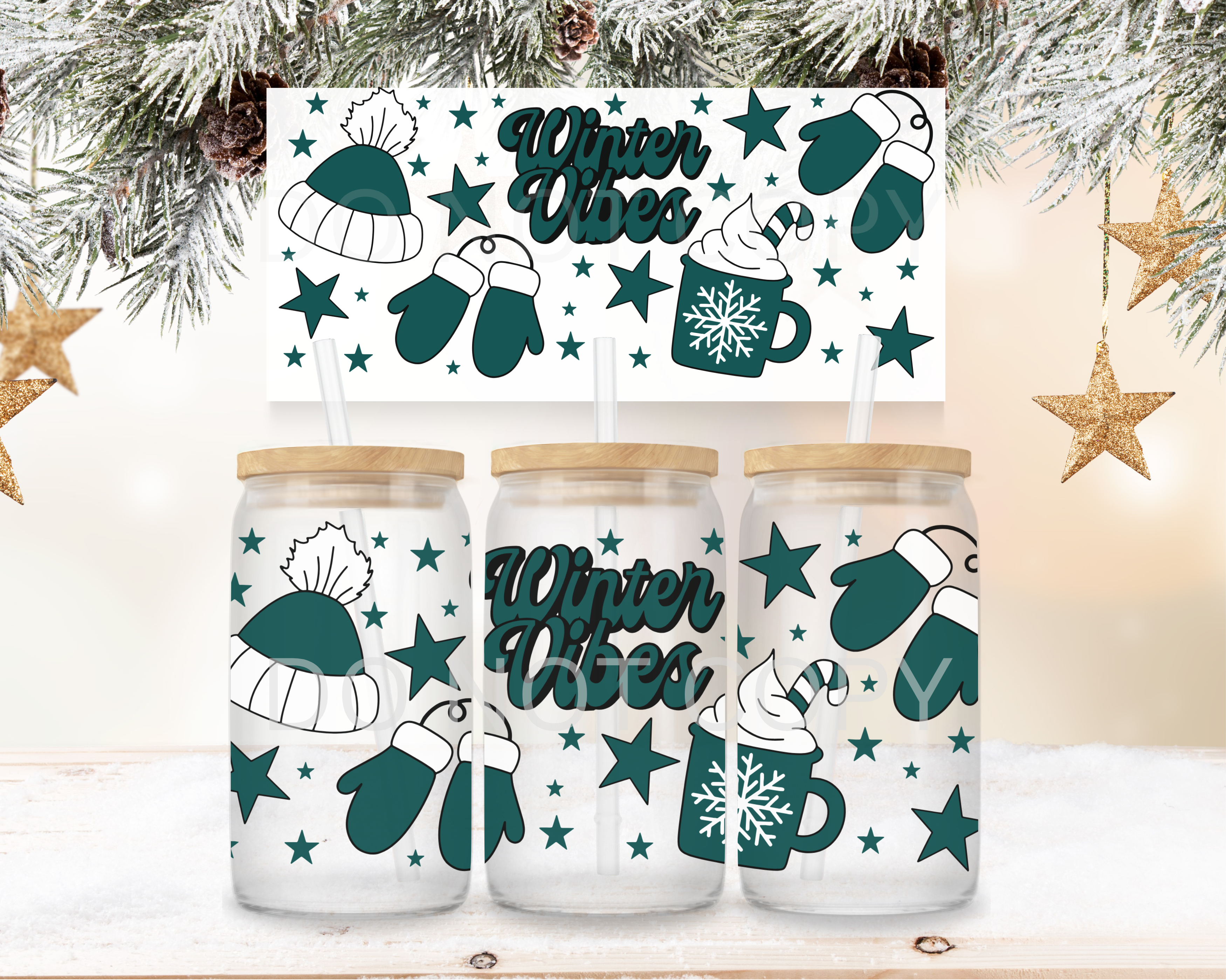 UVDTF - Winter Vibes Dark Green