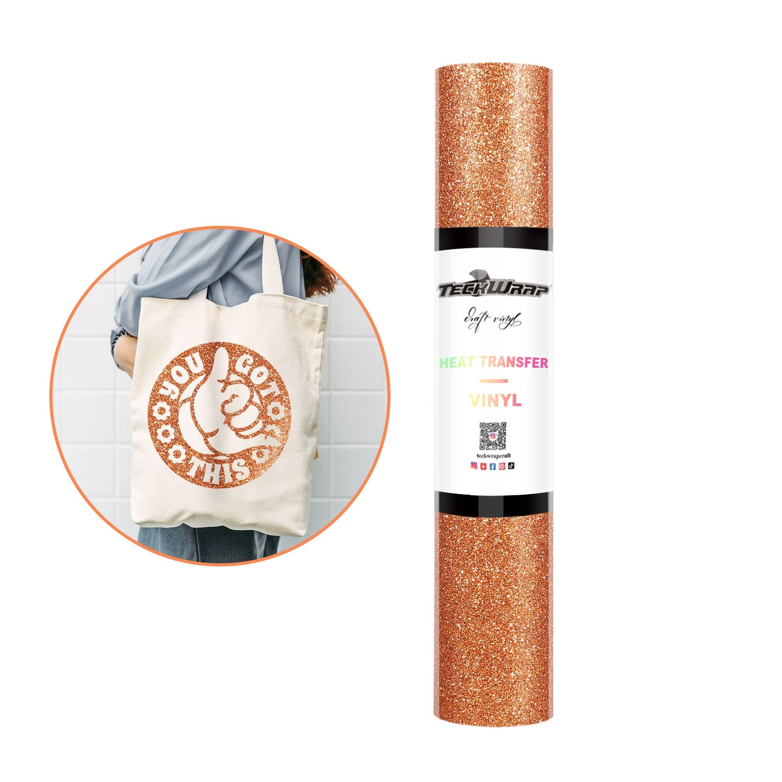 Teckwrap HTV Glitter - Coffee Gold