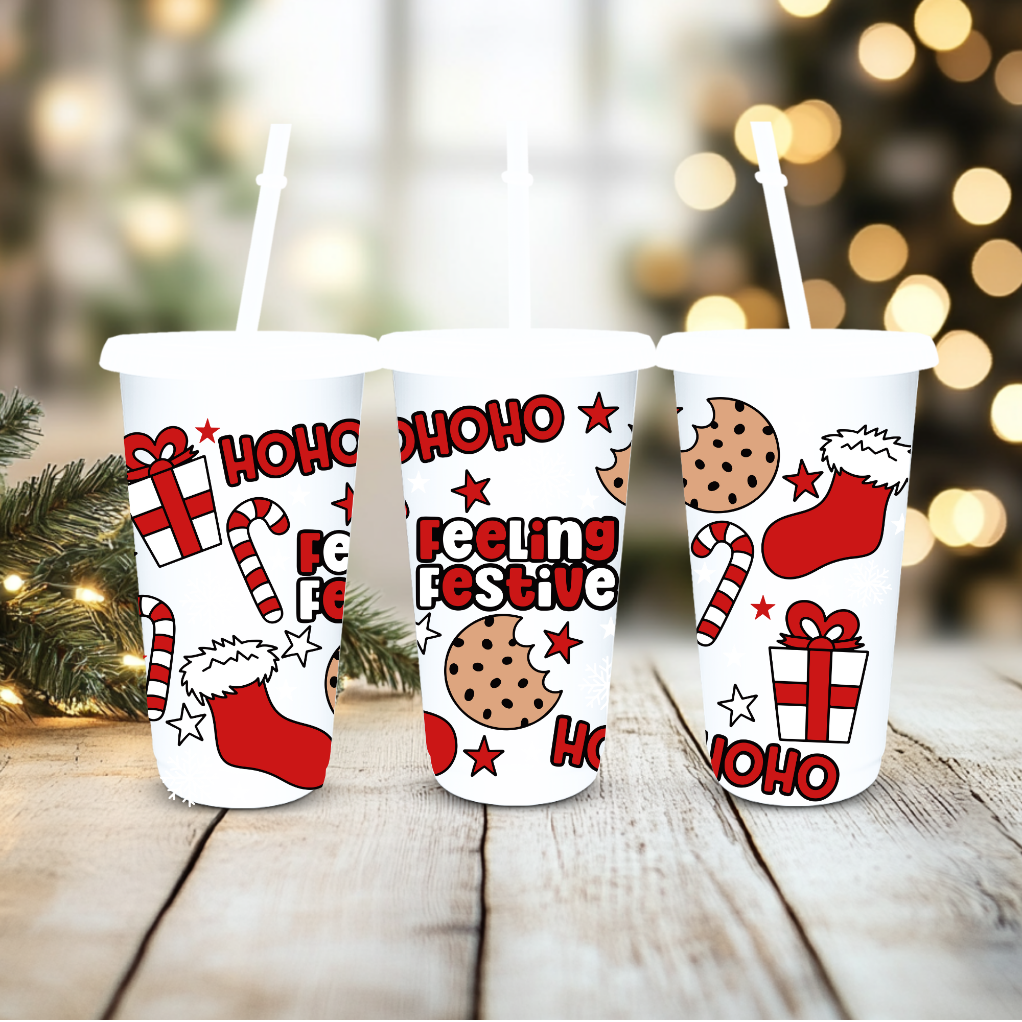UVDTF Cold Cup Wrap - Red Feeling Festive