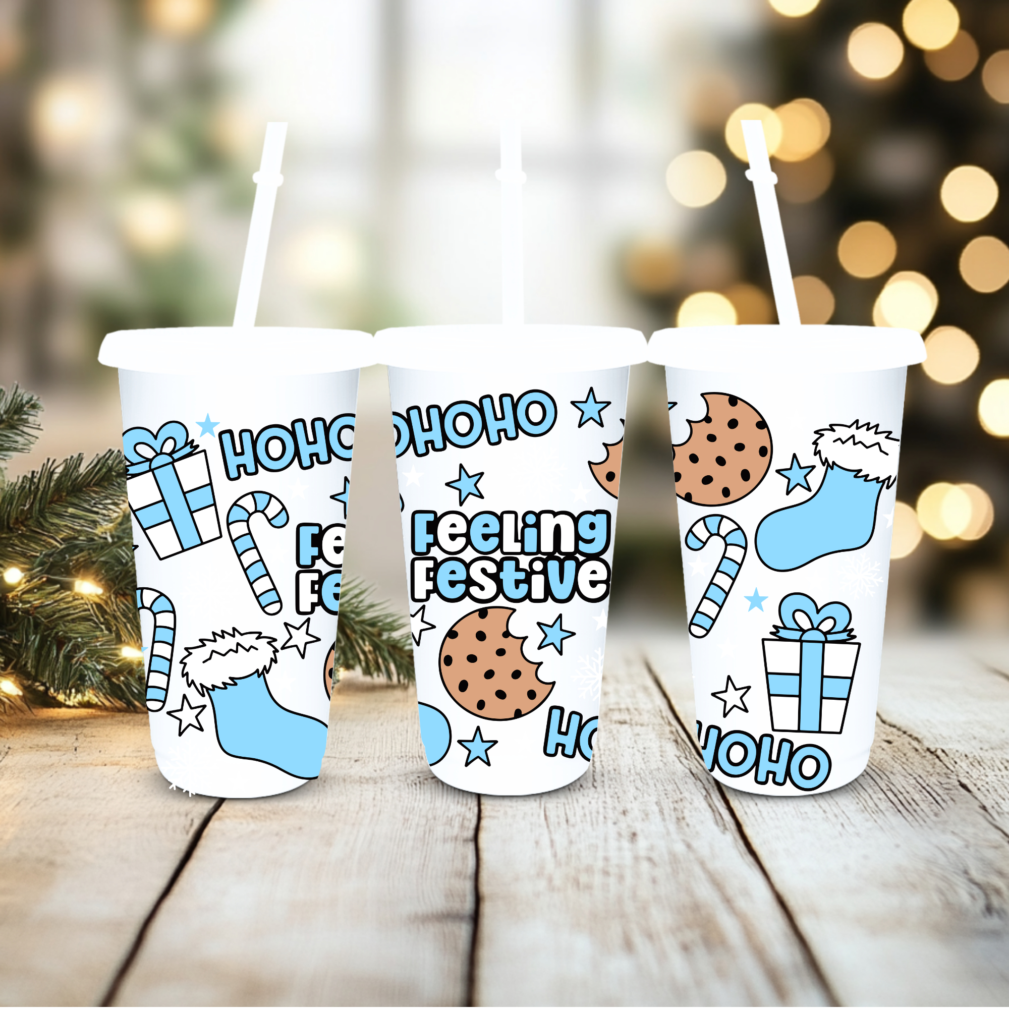 UVDTF Cold Cup Wrap - Blue Feeling Festive