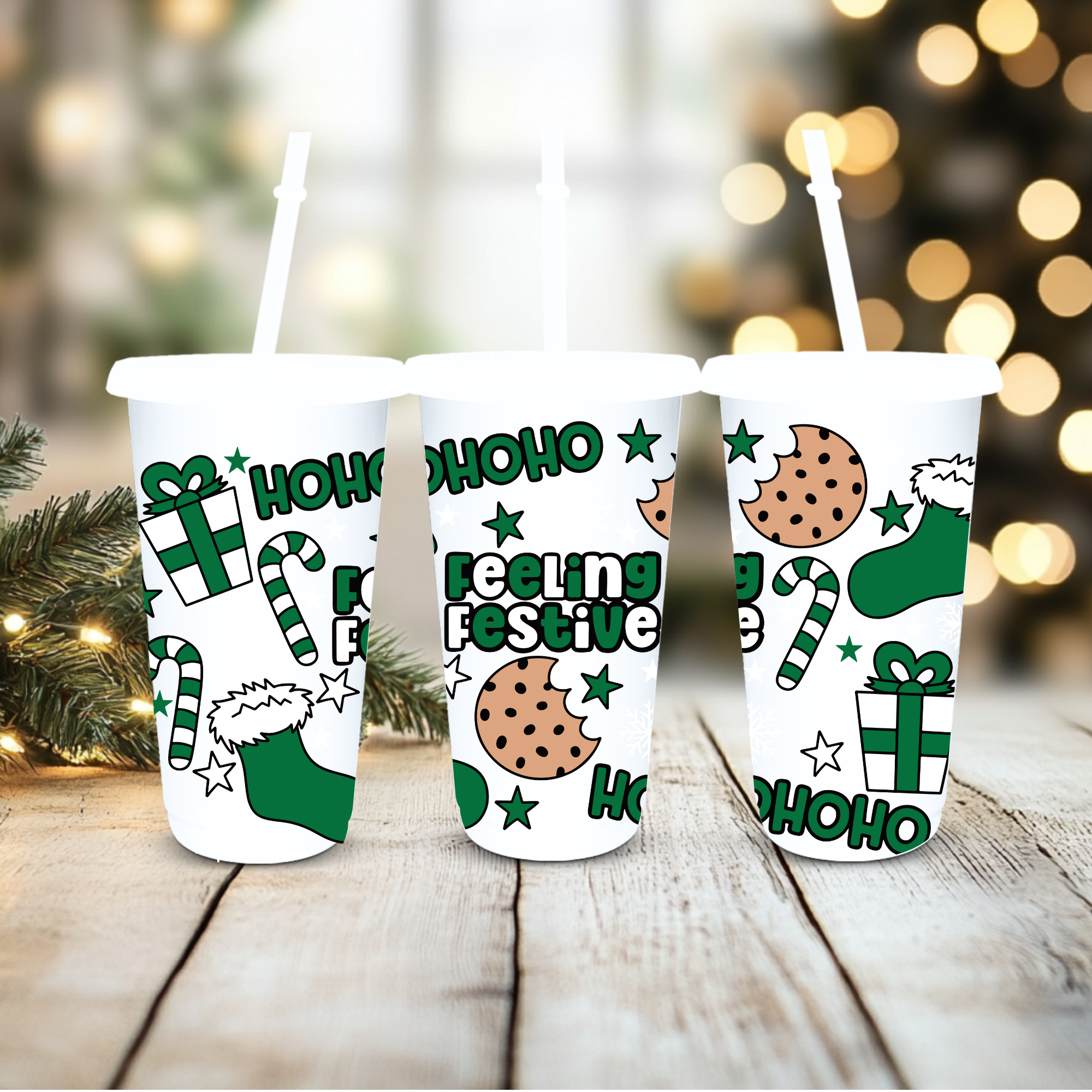 UVDTF Cold Cup Wrap - Grass Green Feeling Festive