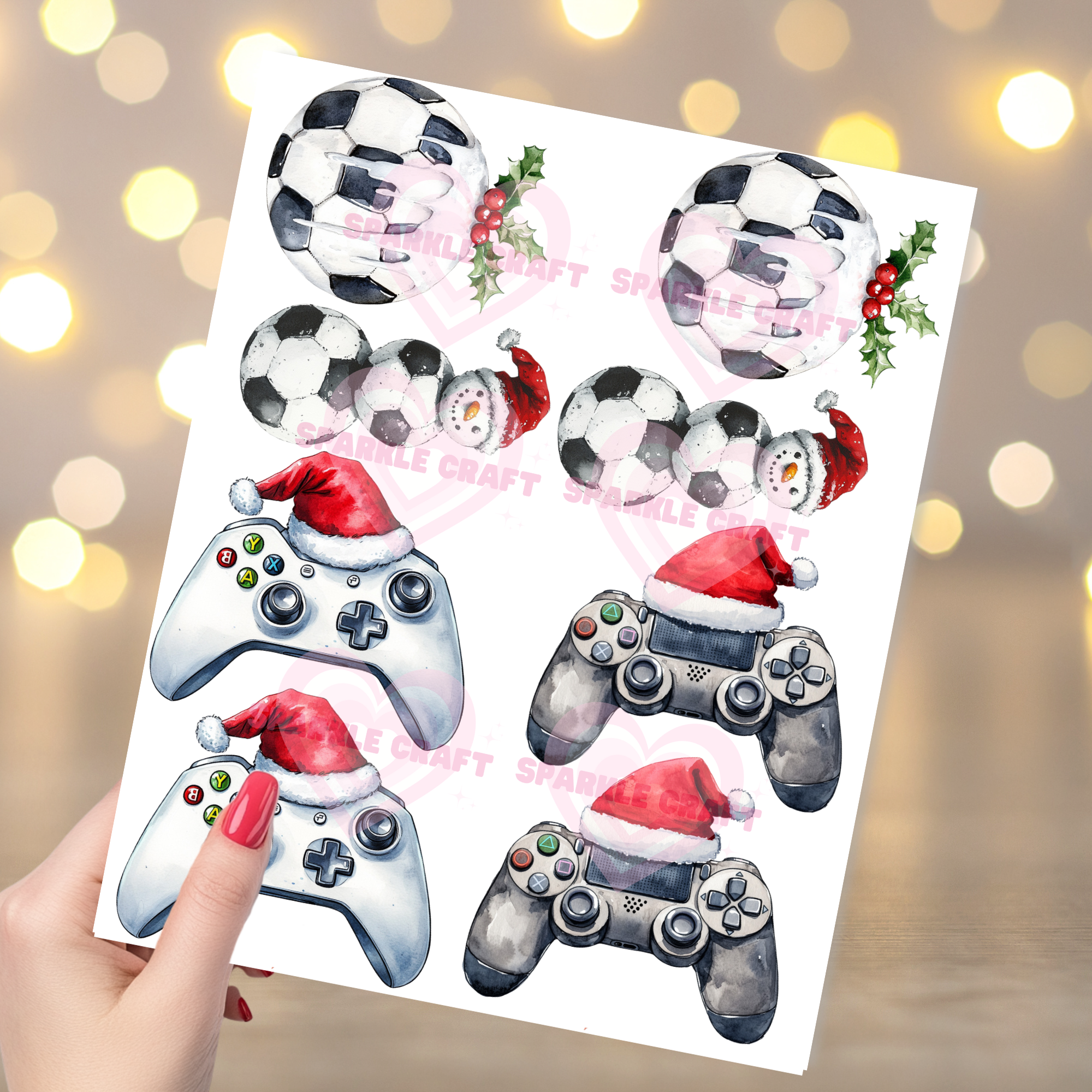 UVDTF  - Gaming/Football Christmas Element Sheet