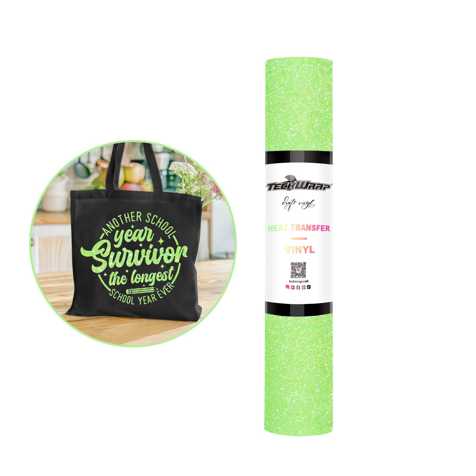 Teckwrap HTV - Fancy Glitter Neon Green