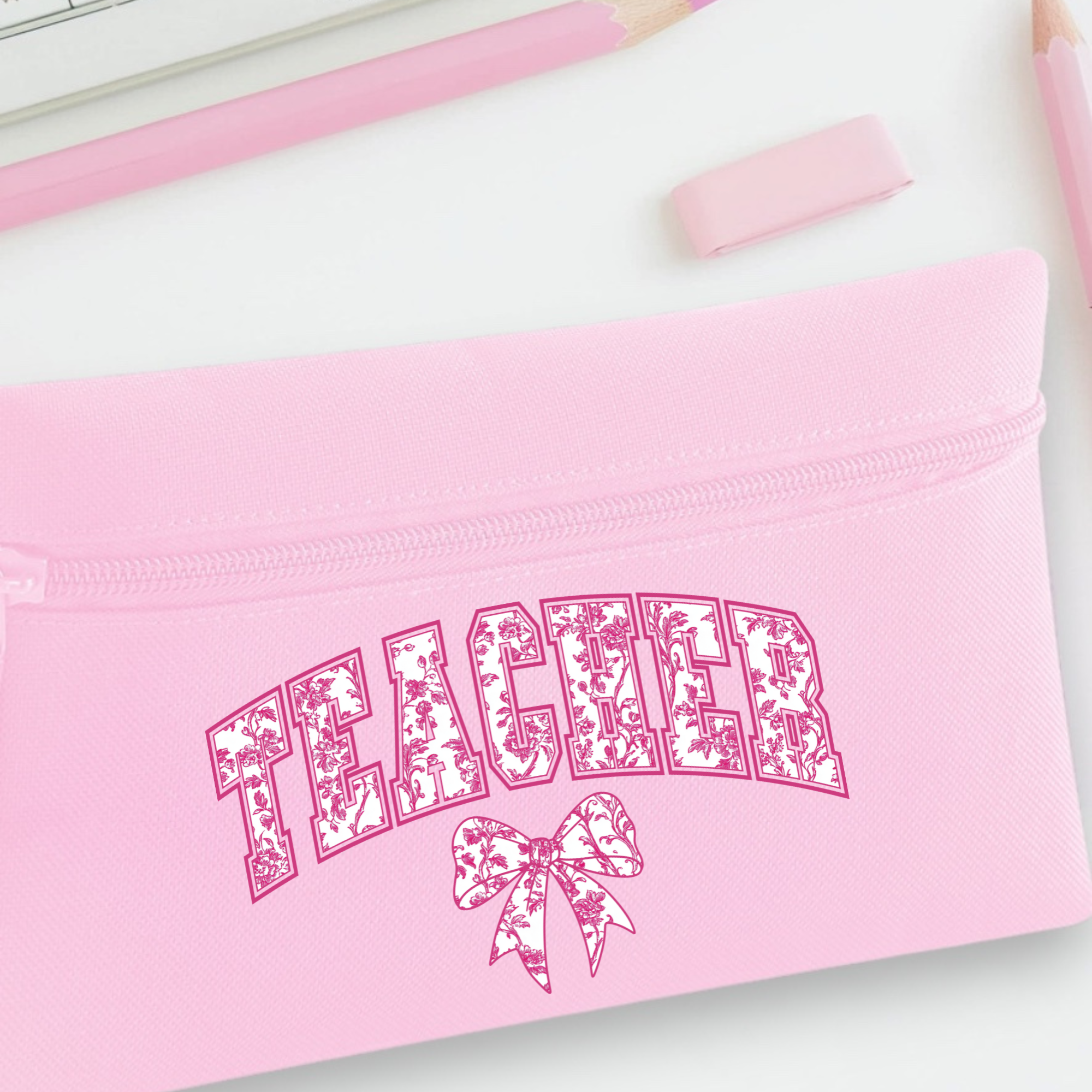 DTF -  Floral Teacher Pencil Case Size
