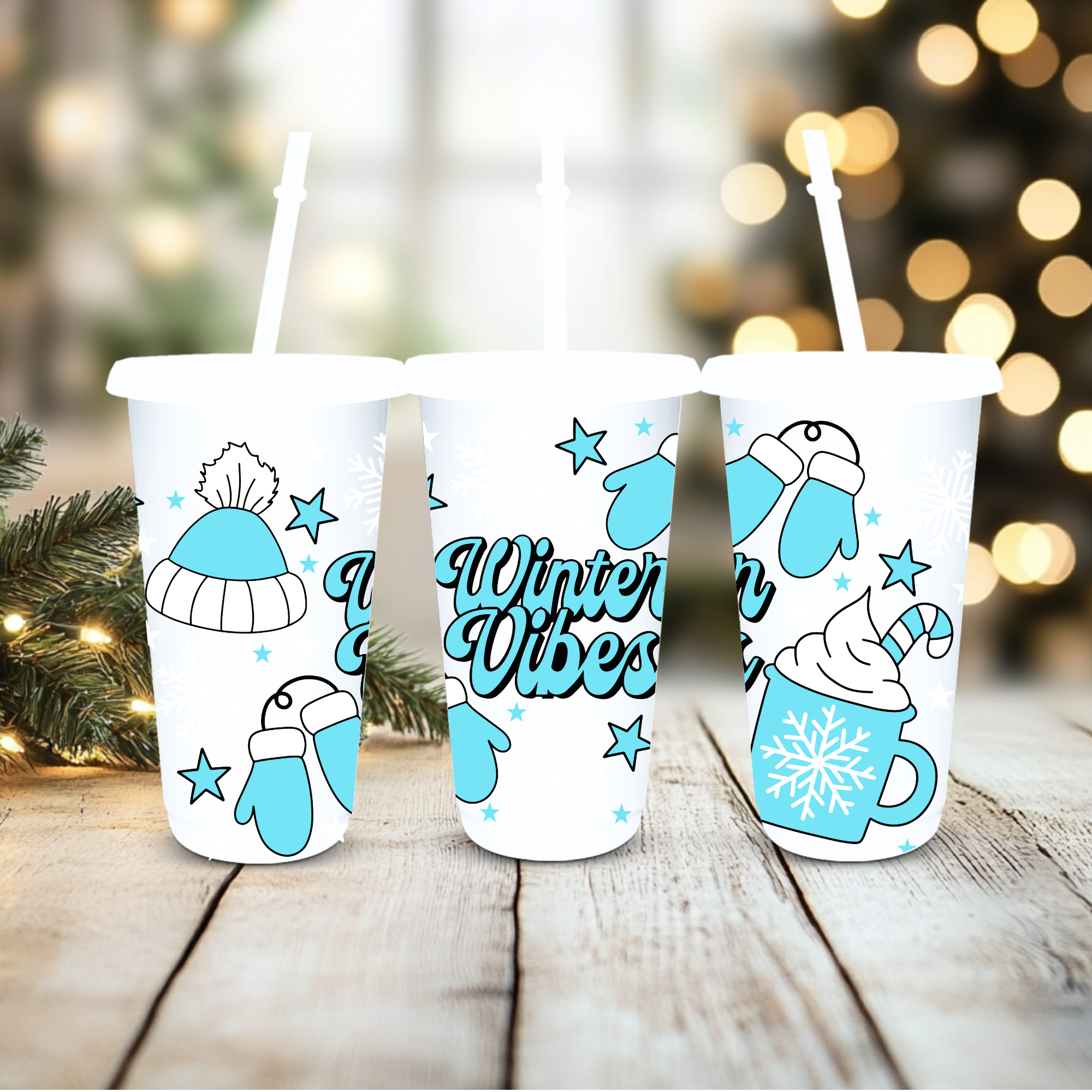 UVDTF Cold Cup Wrap - Blue Winter Vibes