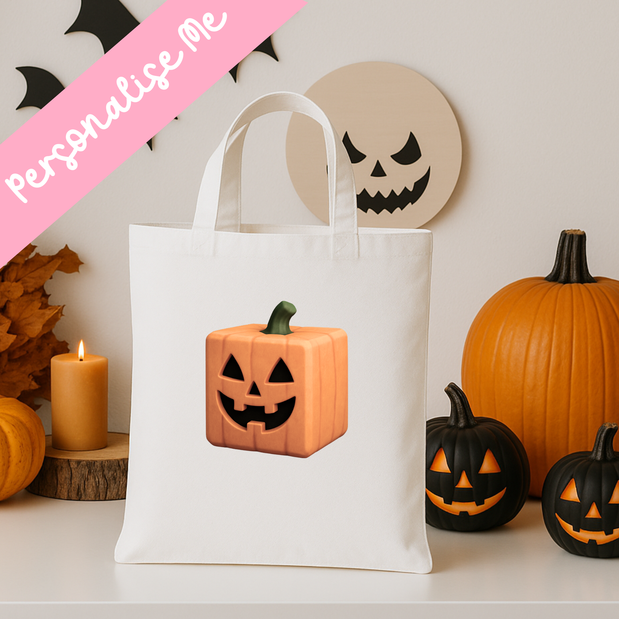 DTF -Square Pumpkin Tote Bag Decal