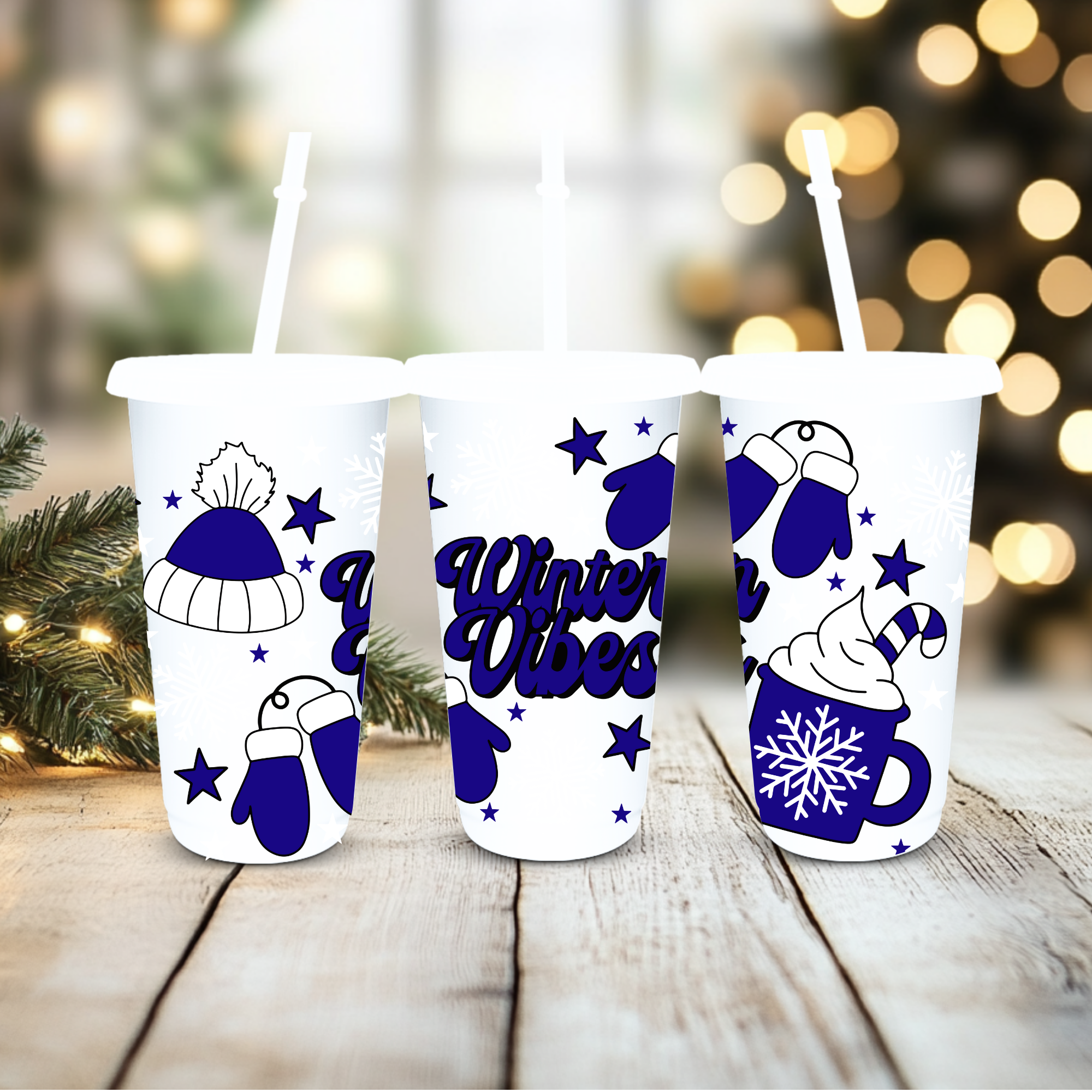 UVDTF Cold Cup Wrap - Navy Winter Vibes
