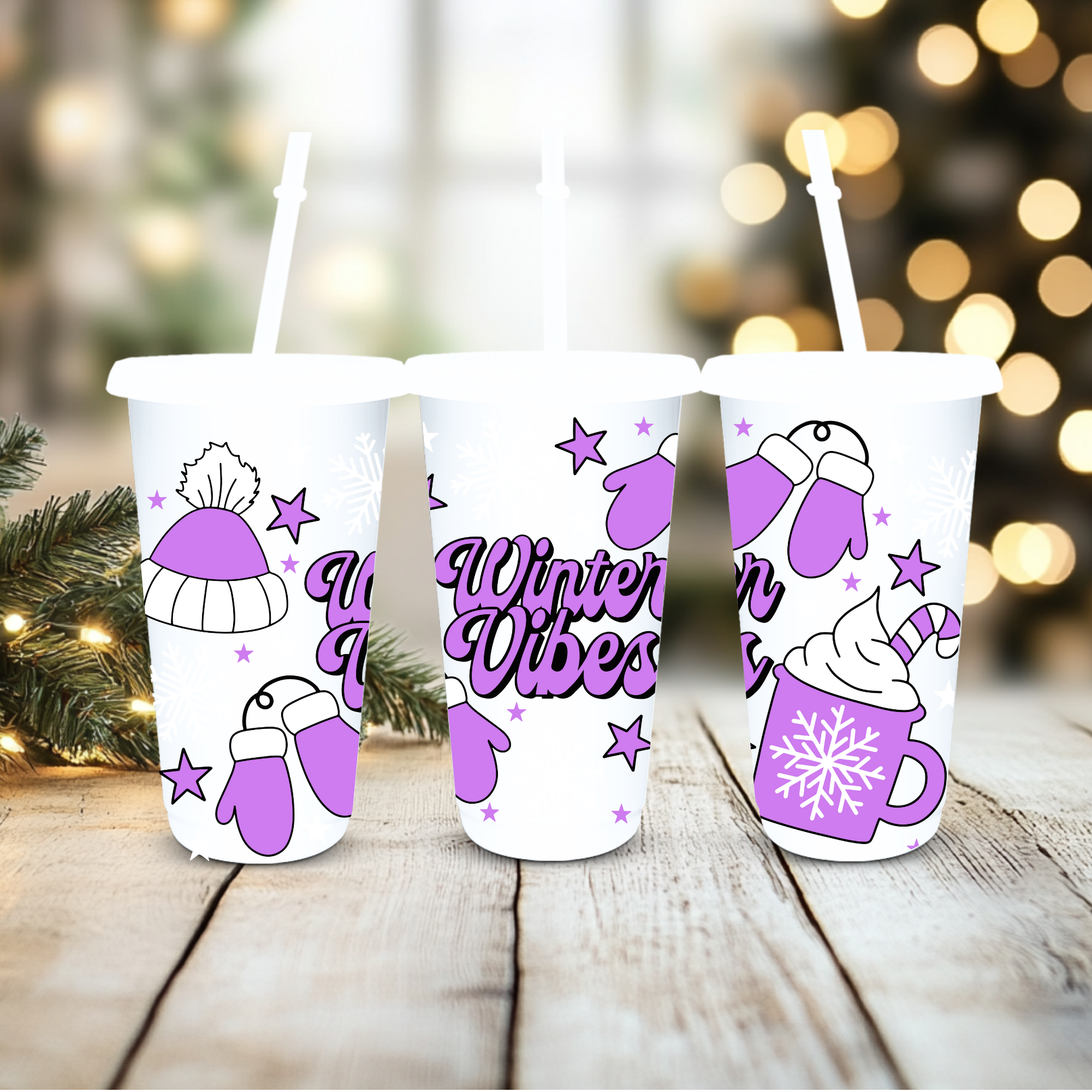 UVDTF Cold Cup Wrap - Lavender Winter Vibes