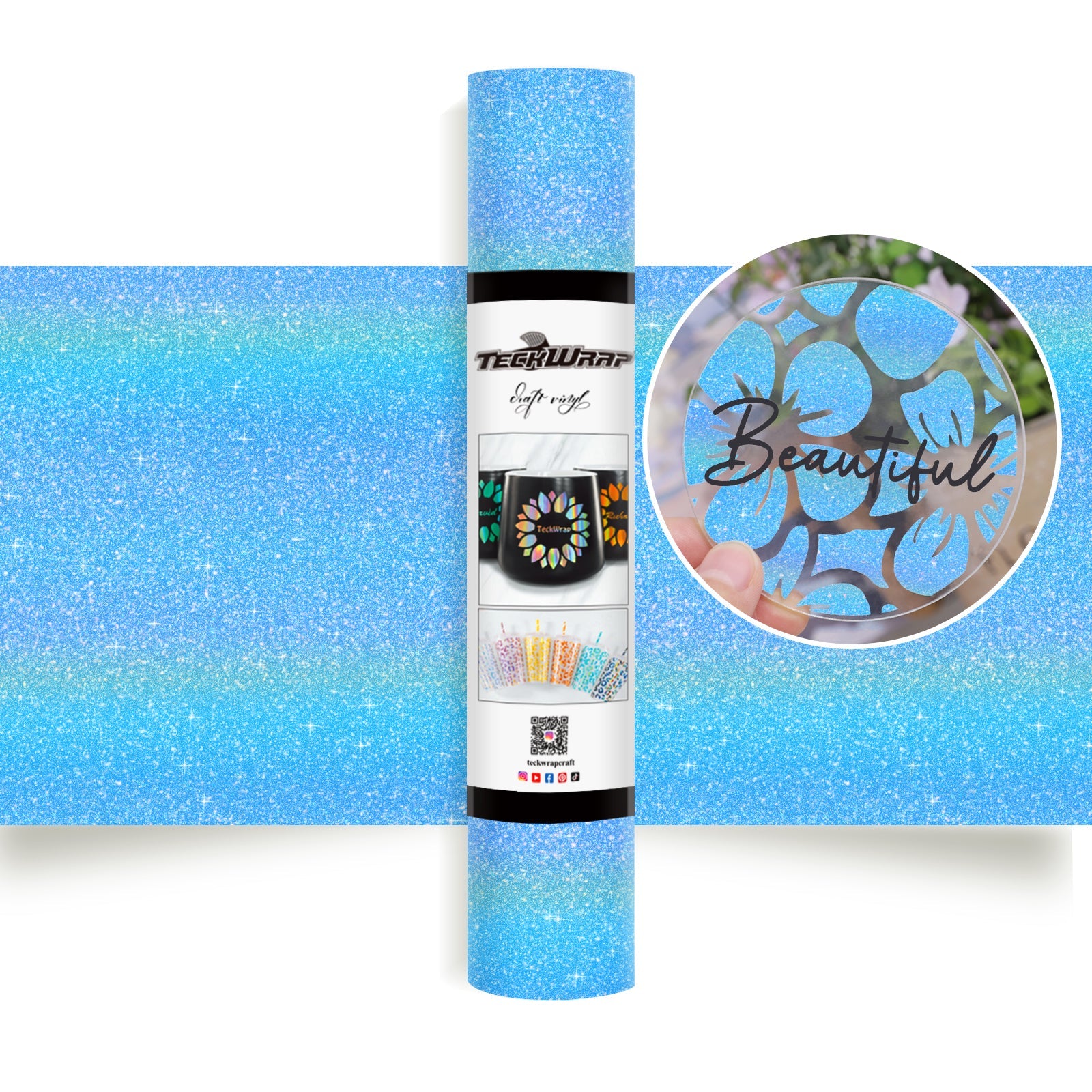 Teckwrap Colourful Glitter - Sky