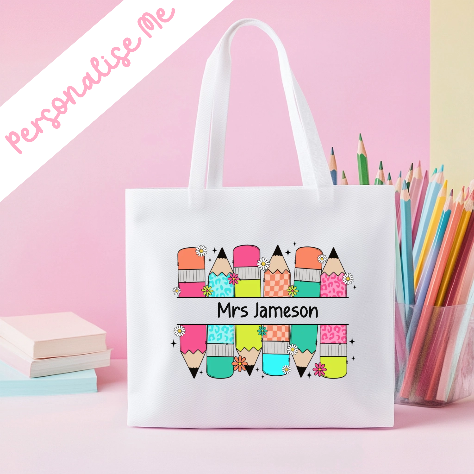 DTF -  Personalised Colourful Pencils Large