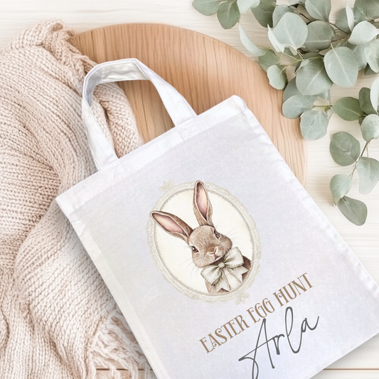 DTF - Vintage Beige bunny (Mini Totes, Tshirt, Bibs & Sweatshirt size)