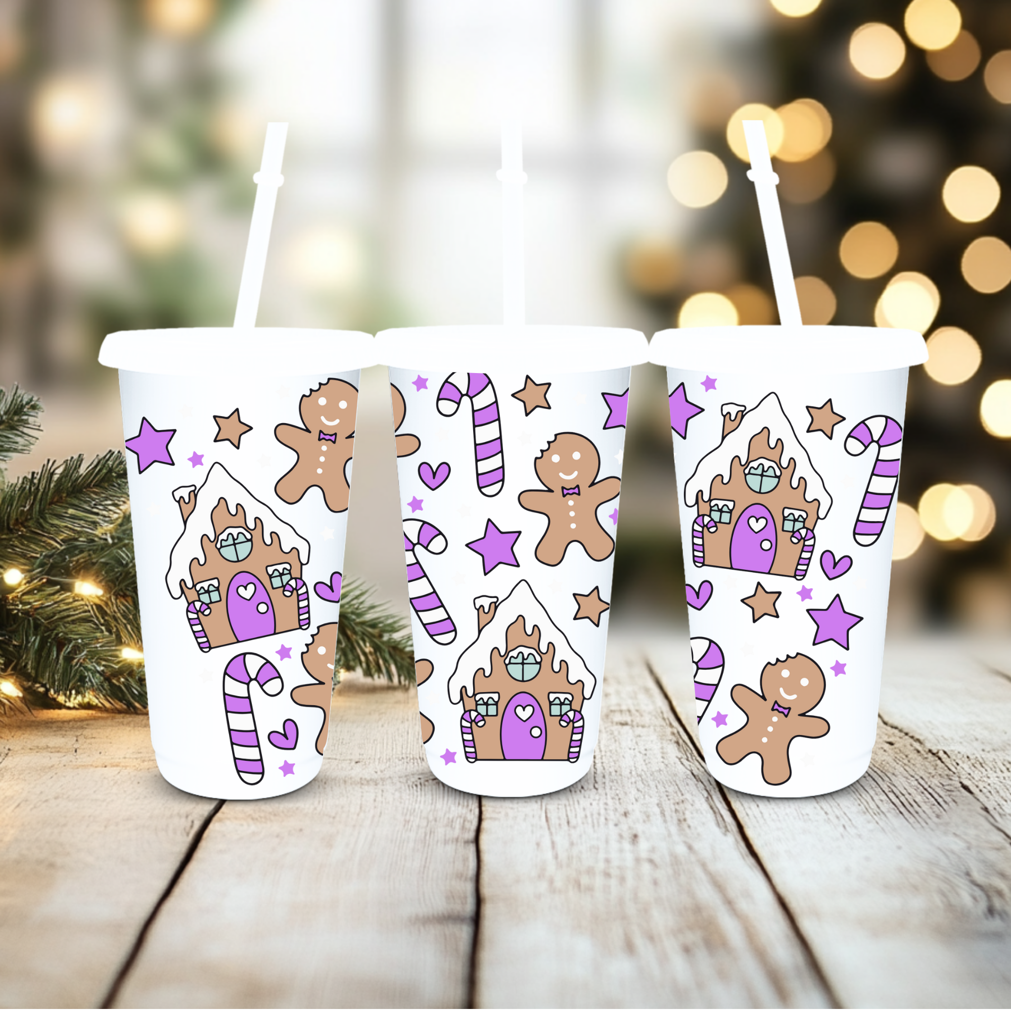 UVDTF Cold Cup Wrap - Gingerbread  ( various choose of colours)