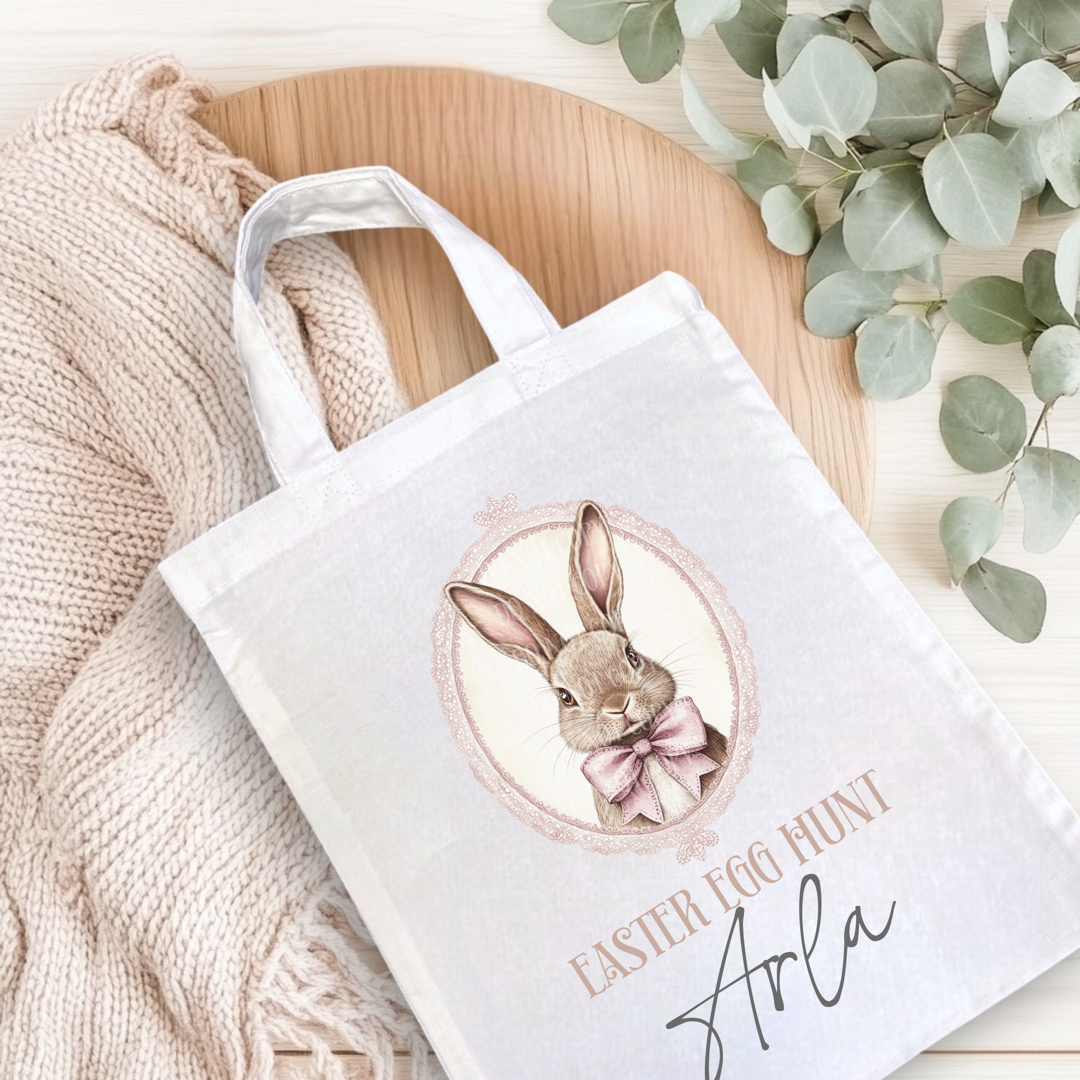 DTF - Vintage Pink bunny (Mini Totes, Tshirt, Bibs & Sweatshirt size)