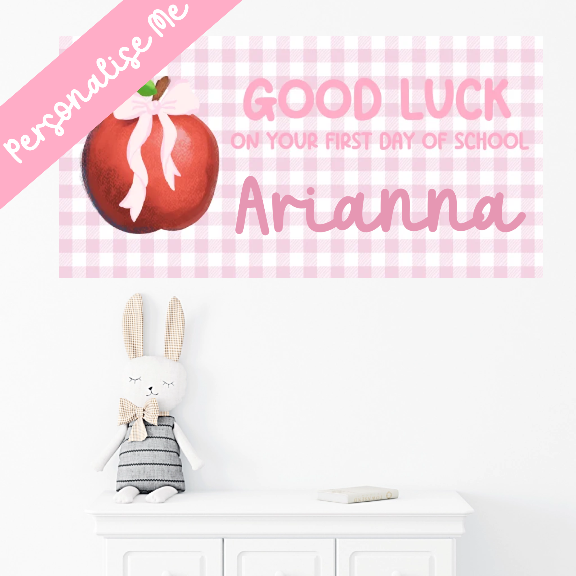 Pink Bow Apple - Back To School Banner