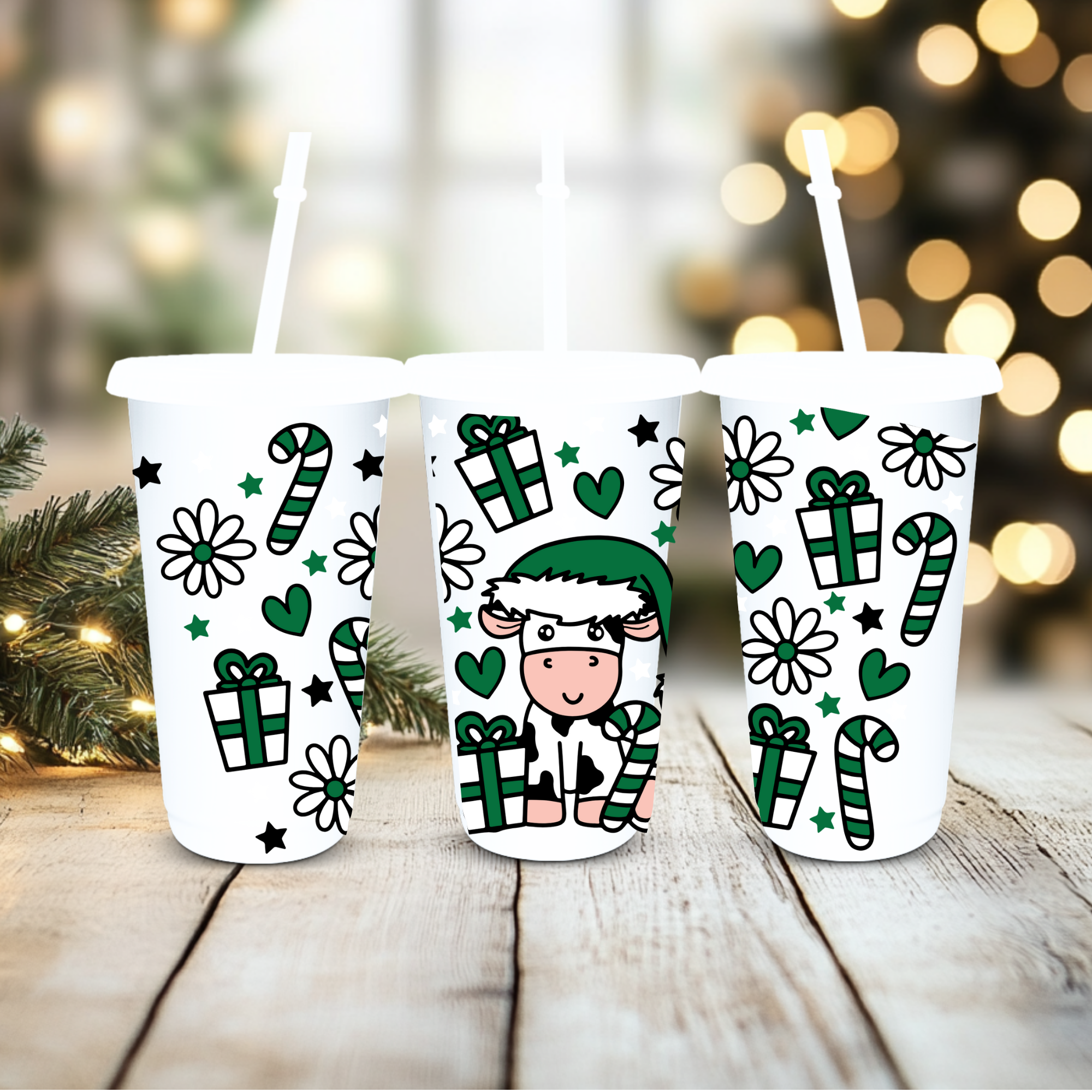UVDTF Cold Cup Wrap - Christmas Cows ( various choose of colours)