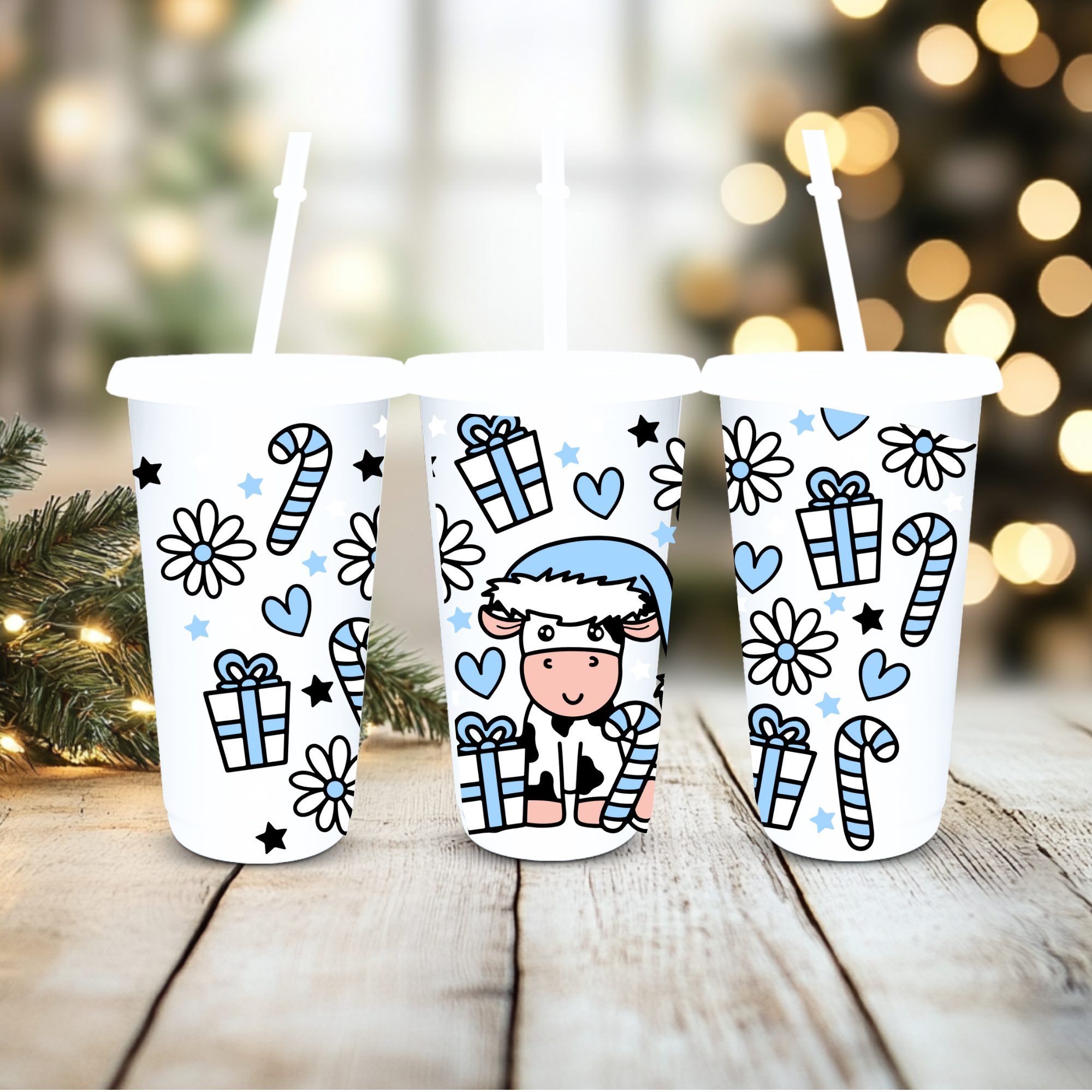 UVDTF Cold Cup Wrap - Christmas Cows ( various choose of colours)
