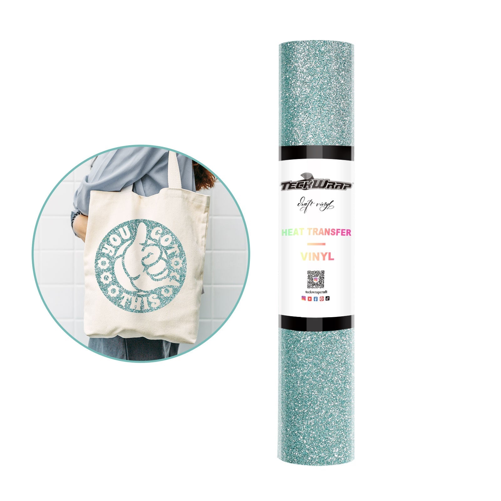 Teckwrap HTV Glitter - Aqua