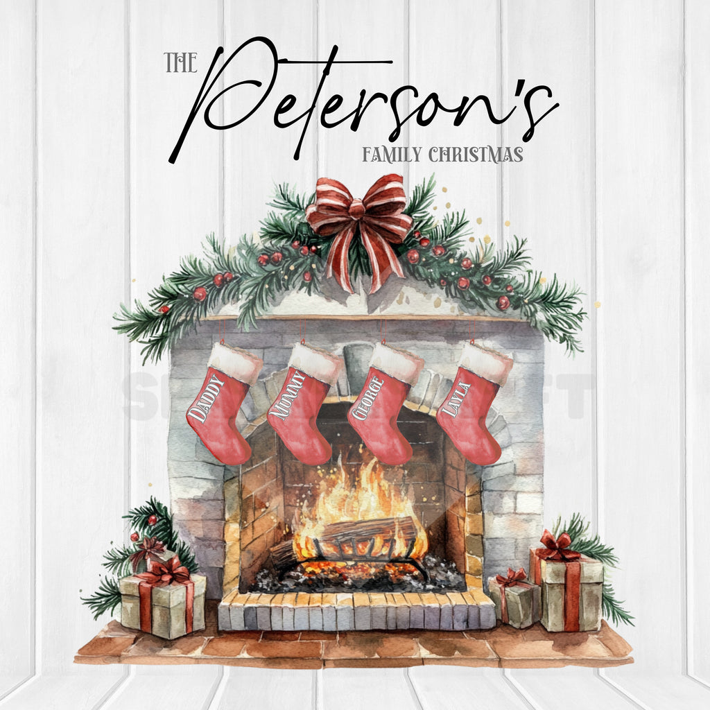 Family Christmas - Fireplace Red Stockings