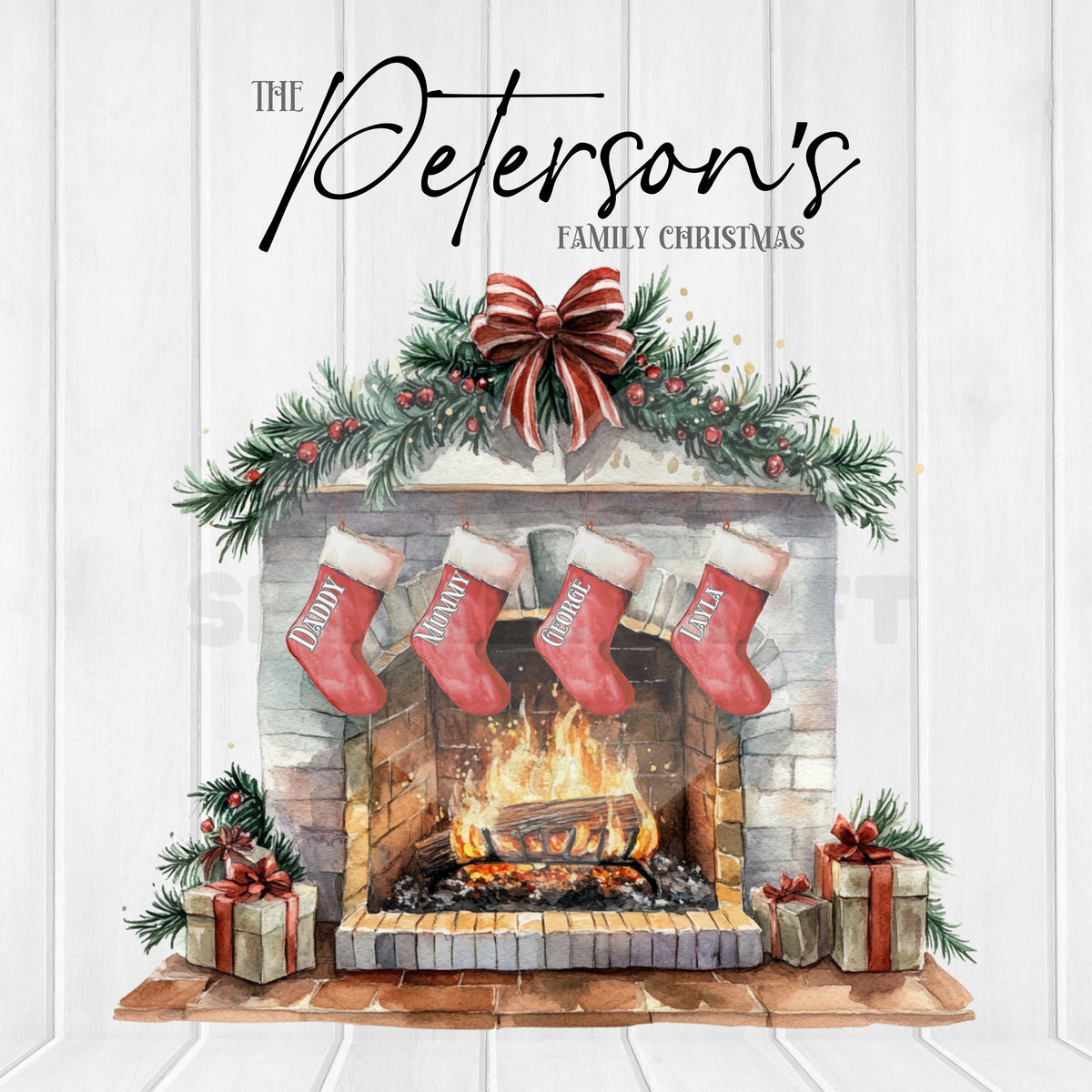 Family Christmas - Fireplace Red Stockings