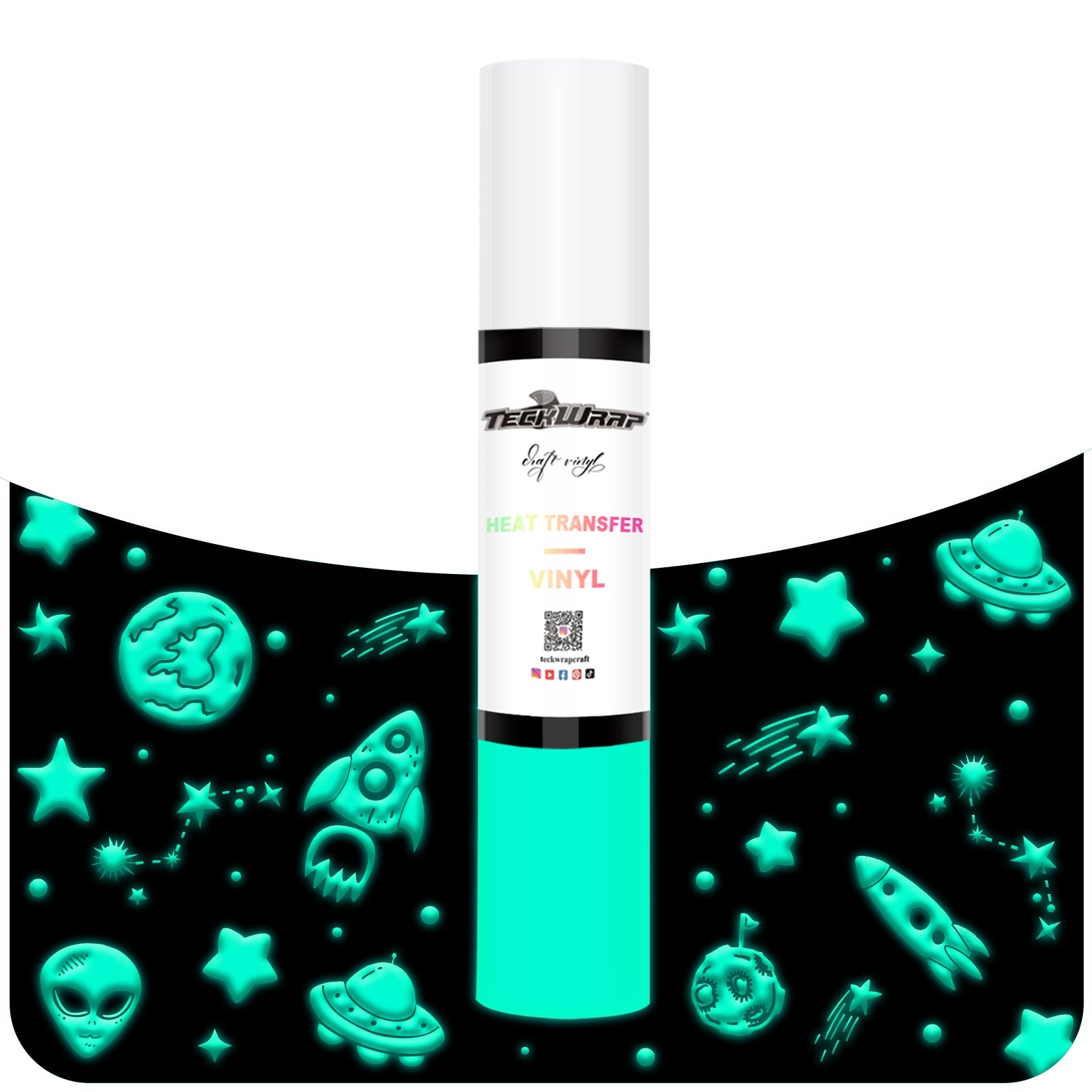 Teckwrap HTV Puff Glow in The Dark - Light Green