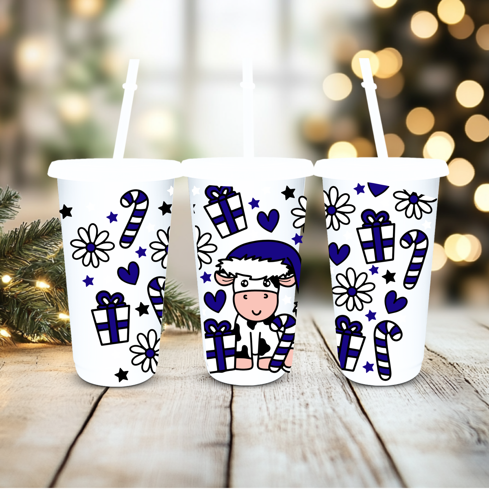 UVDTF Cold Cup Wrap - Christmas Cows ( various choose of colours)