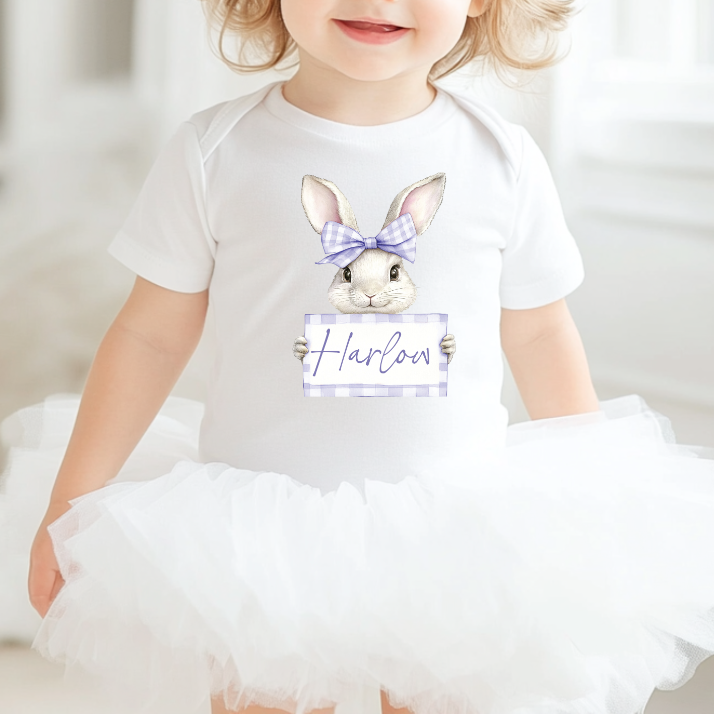 DTF Decal - Lilac Gingham Bunny