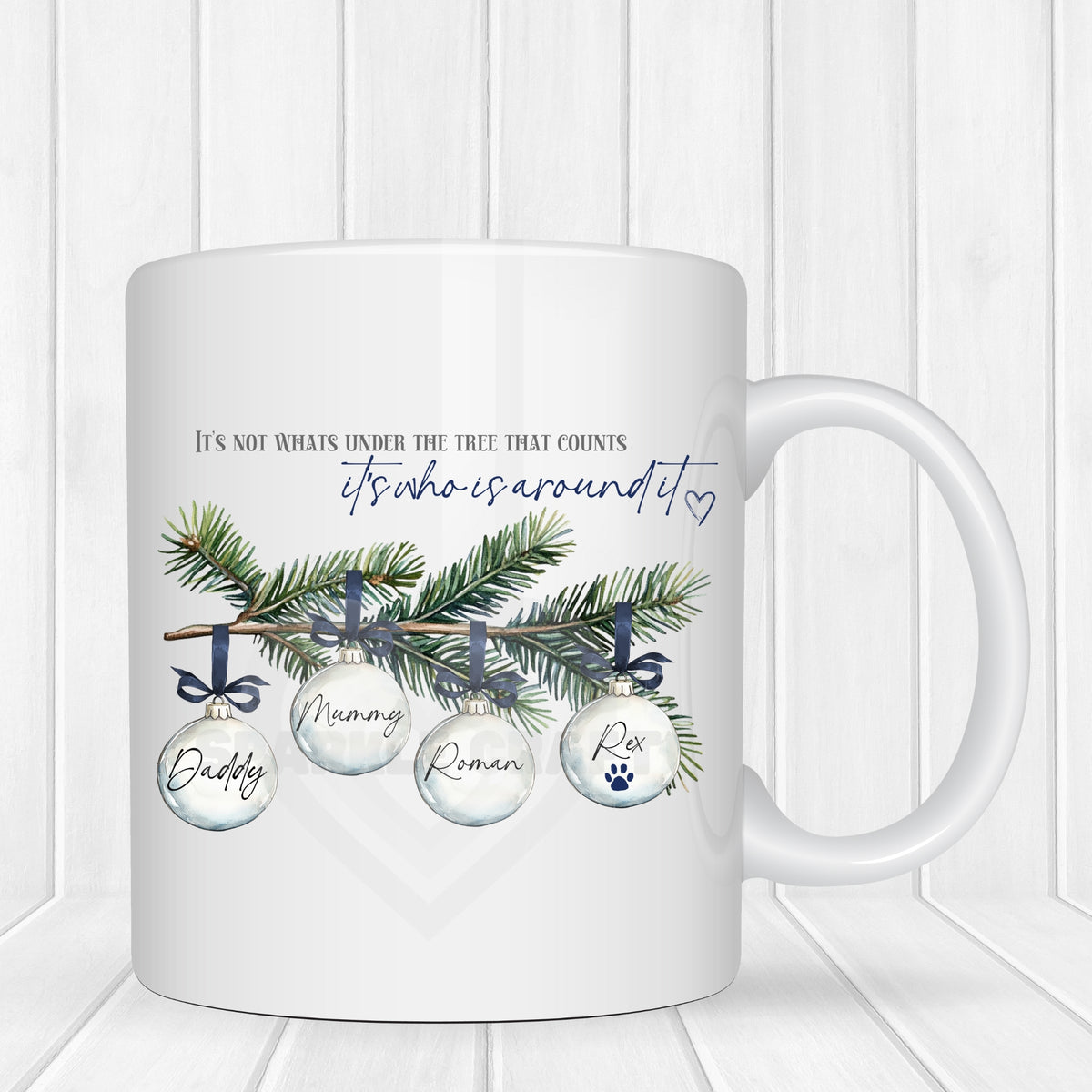 Family Christmas - Navy Baubles Digital Download