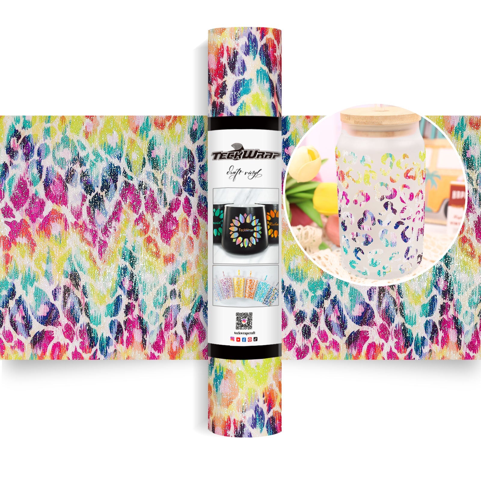 Teckwrap Glitter Brush - Rainbow Leopard